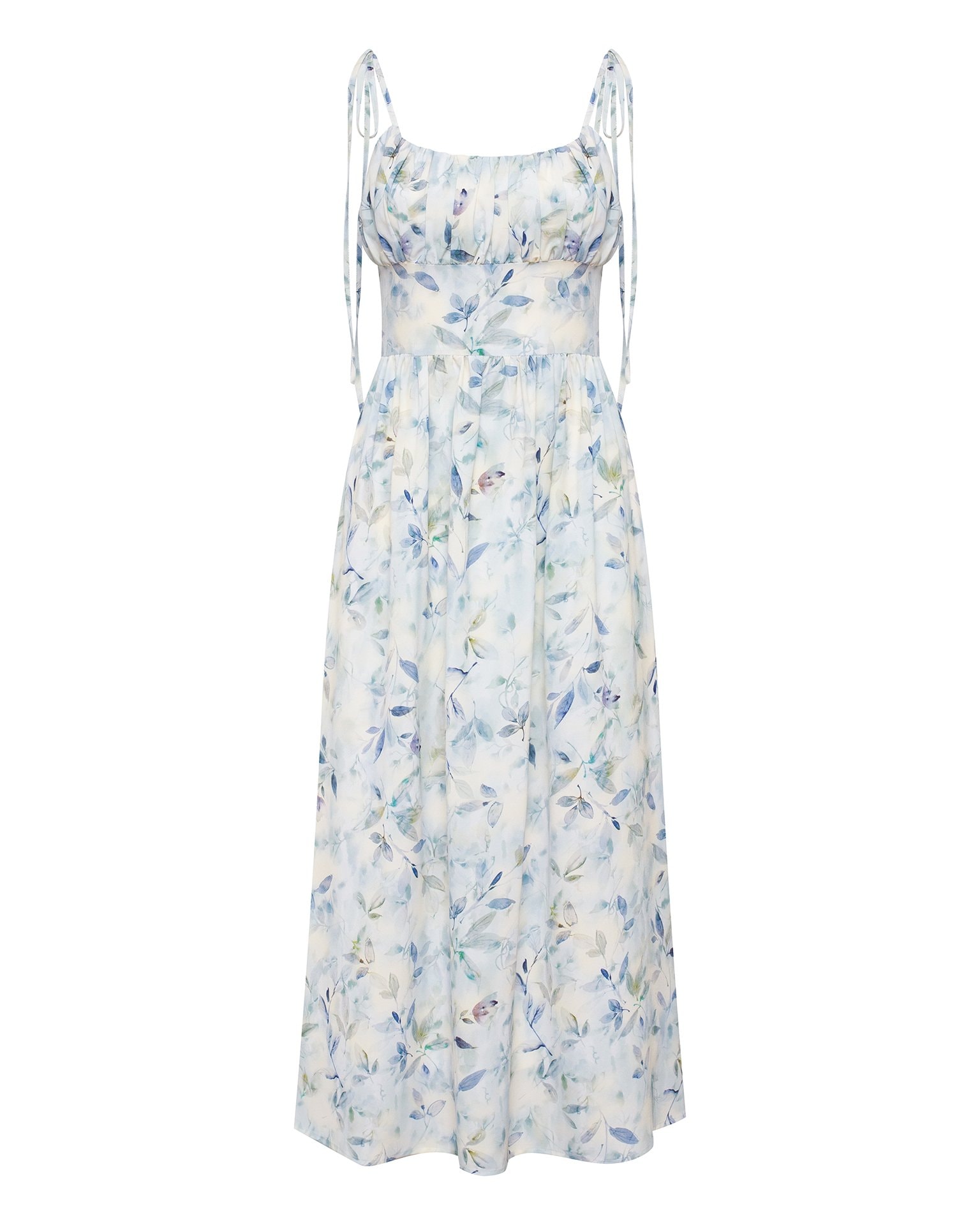 Dress with a watercolour floral print, Blue — photo 10