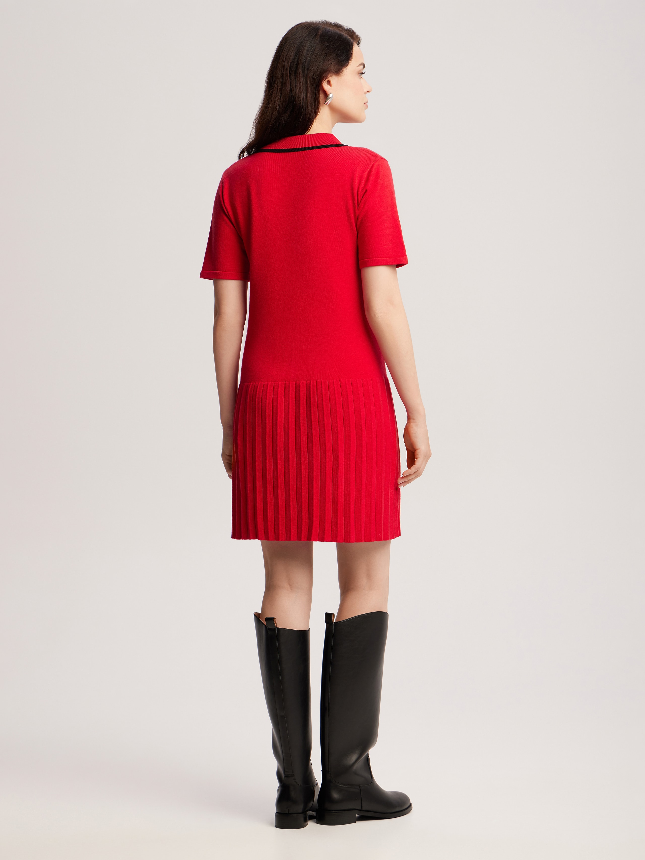 Dress with pleated hem, Red — photo 6