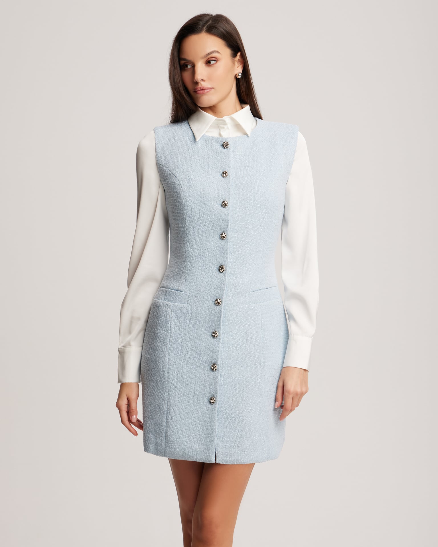 Blue Tweed Dress