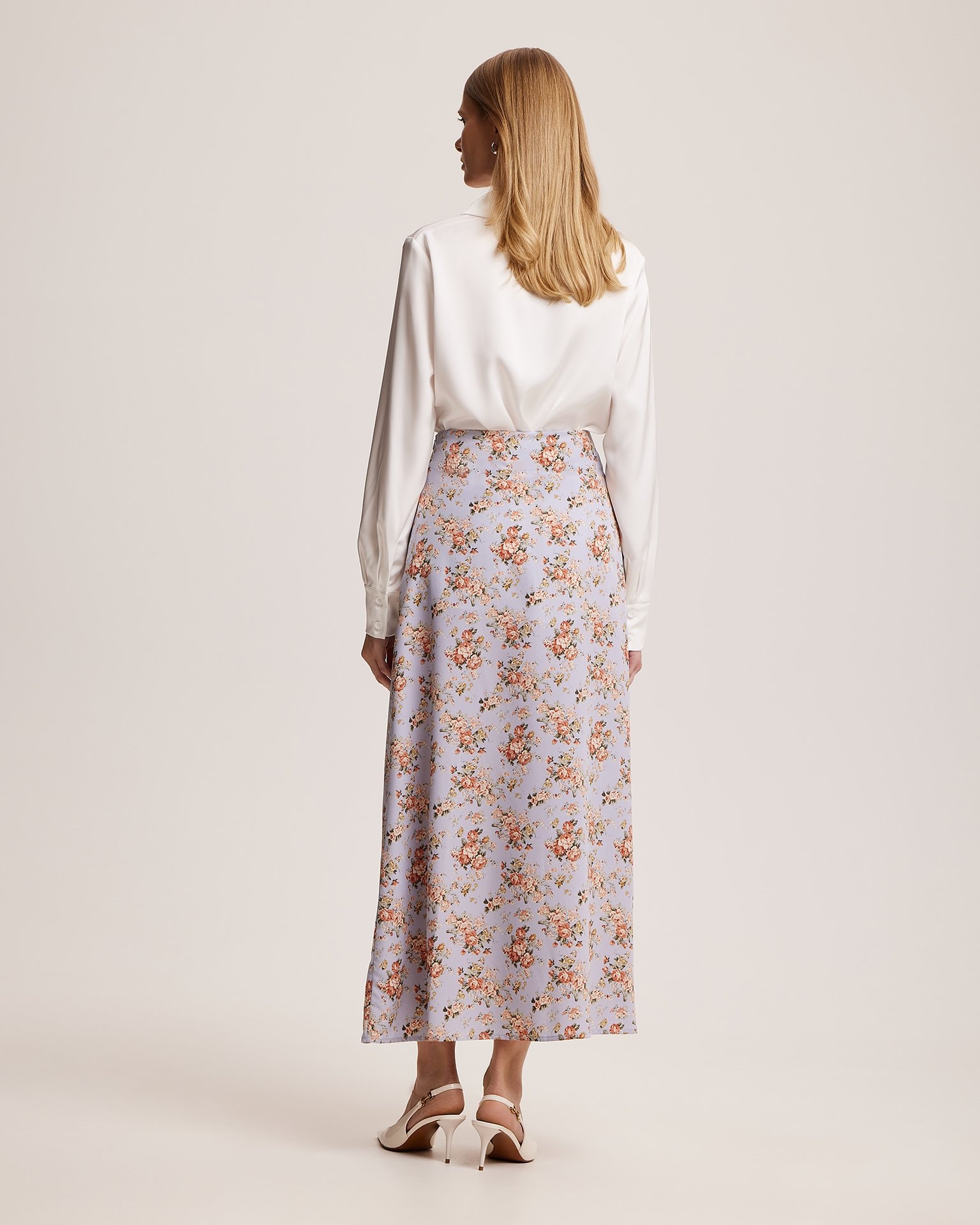Skirt with floral print, Grey-Blue — photo 3