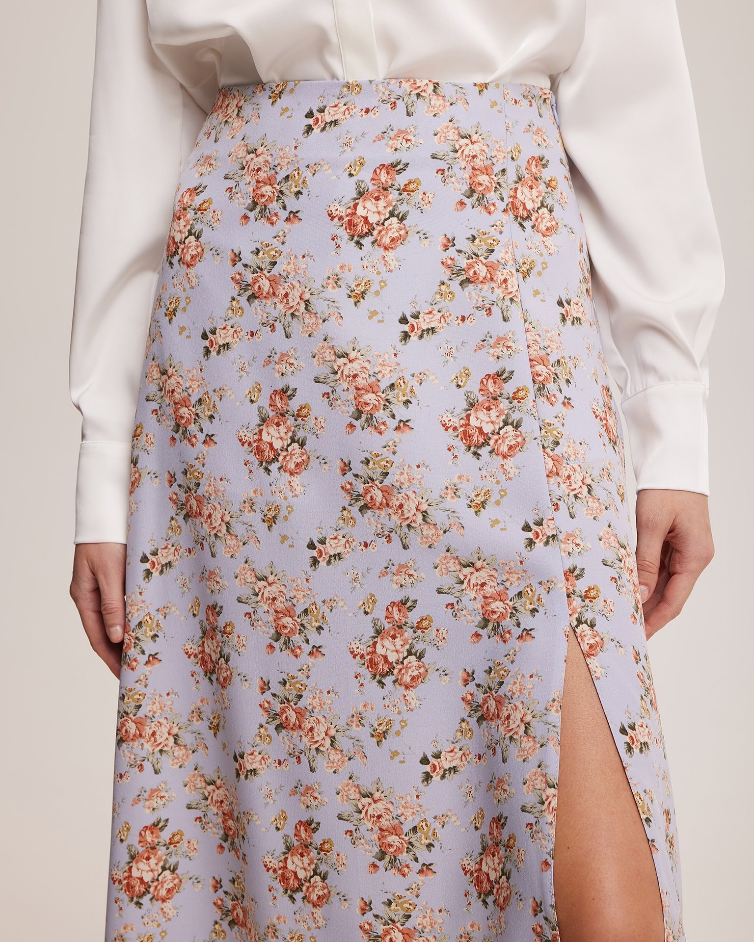 Skirt with floral print, Grey-Blue — photo 5