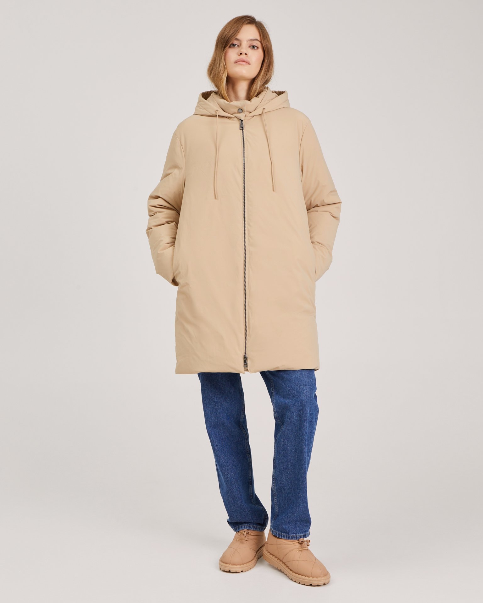 Down jacket with natural insulation, Beige — photo 3