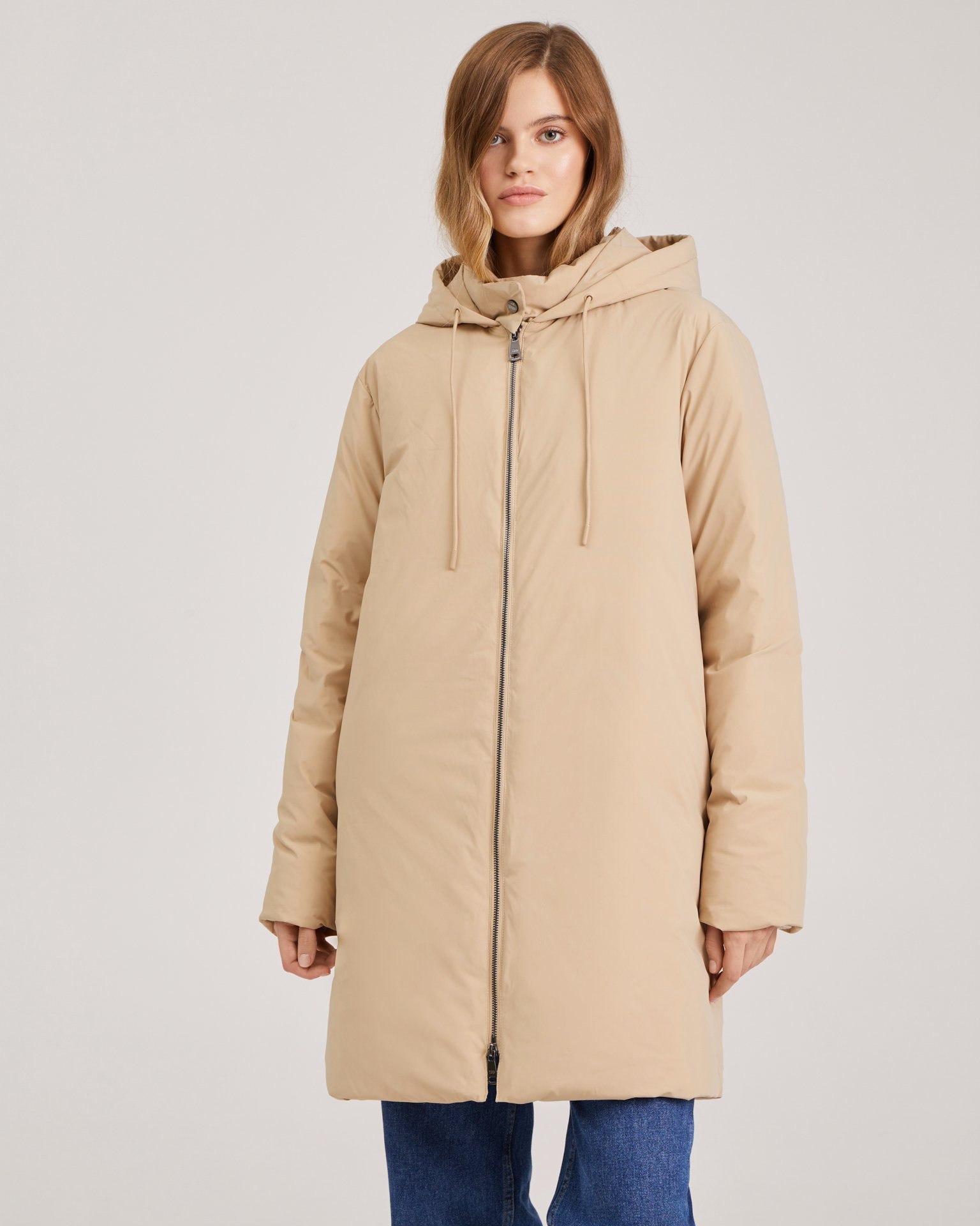 Down jacket with natural insulation, Beige