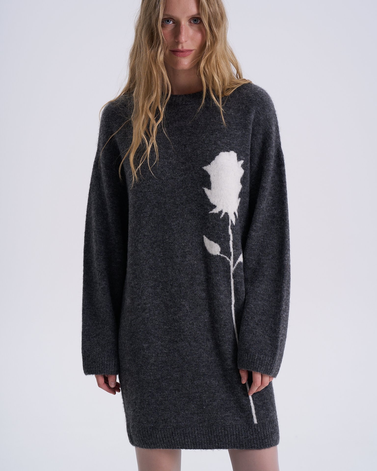 Loose-fit wool dress, Dark Grey — photo 5