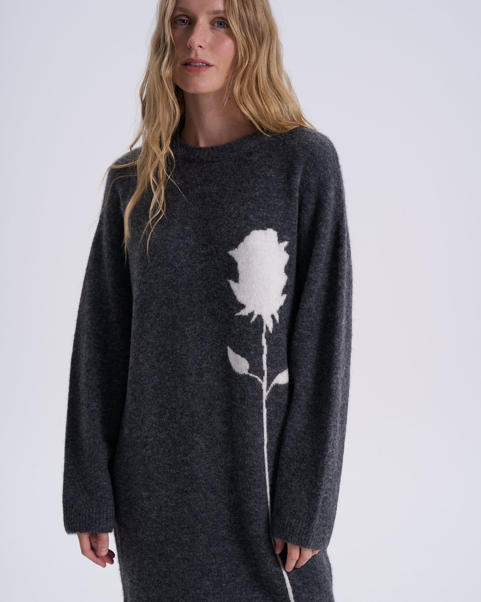 Loose-fit wool dress, Dark Grey — photo 7