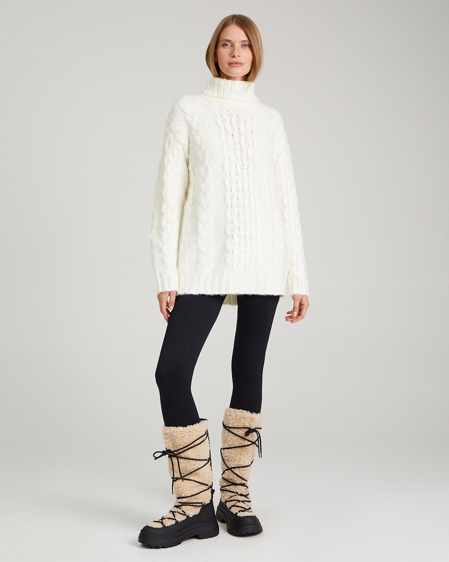 Cable-knit jumper, Milky — photo 8