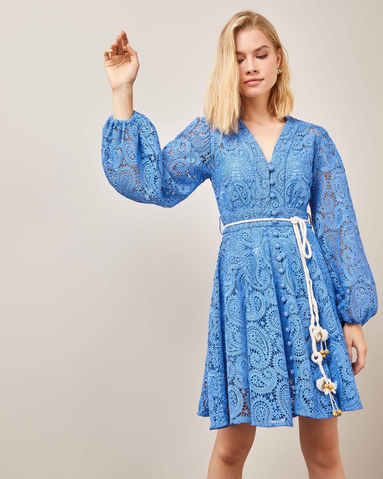Dress with full sleeves, Sky Blue