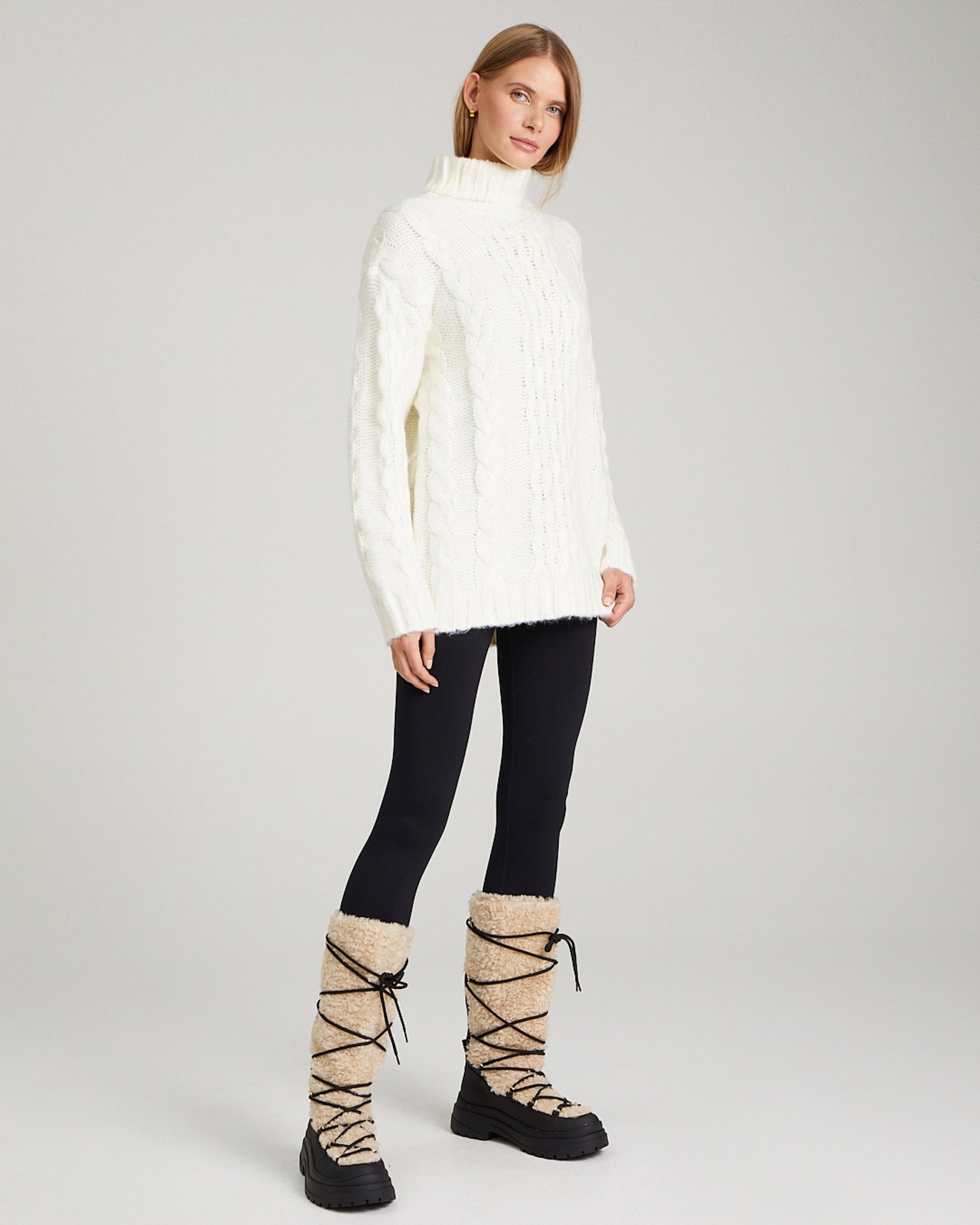 Cable-knit jumper, Milky — photo 7
