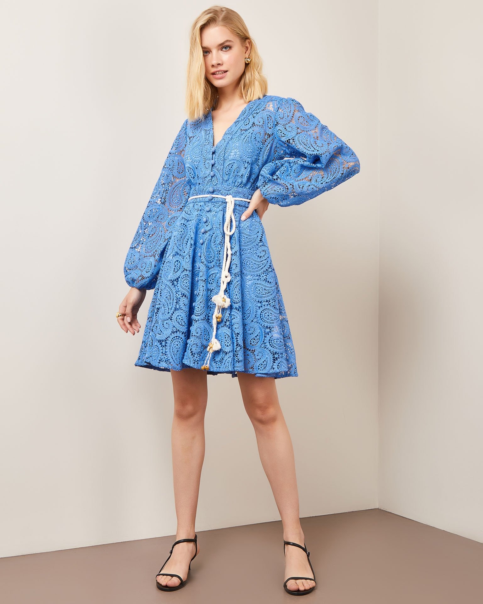 Dress with full sleeves, Sky Blue — photo 2