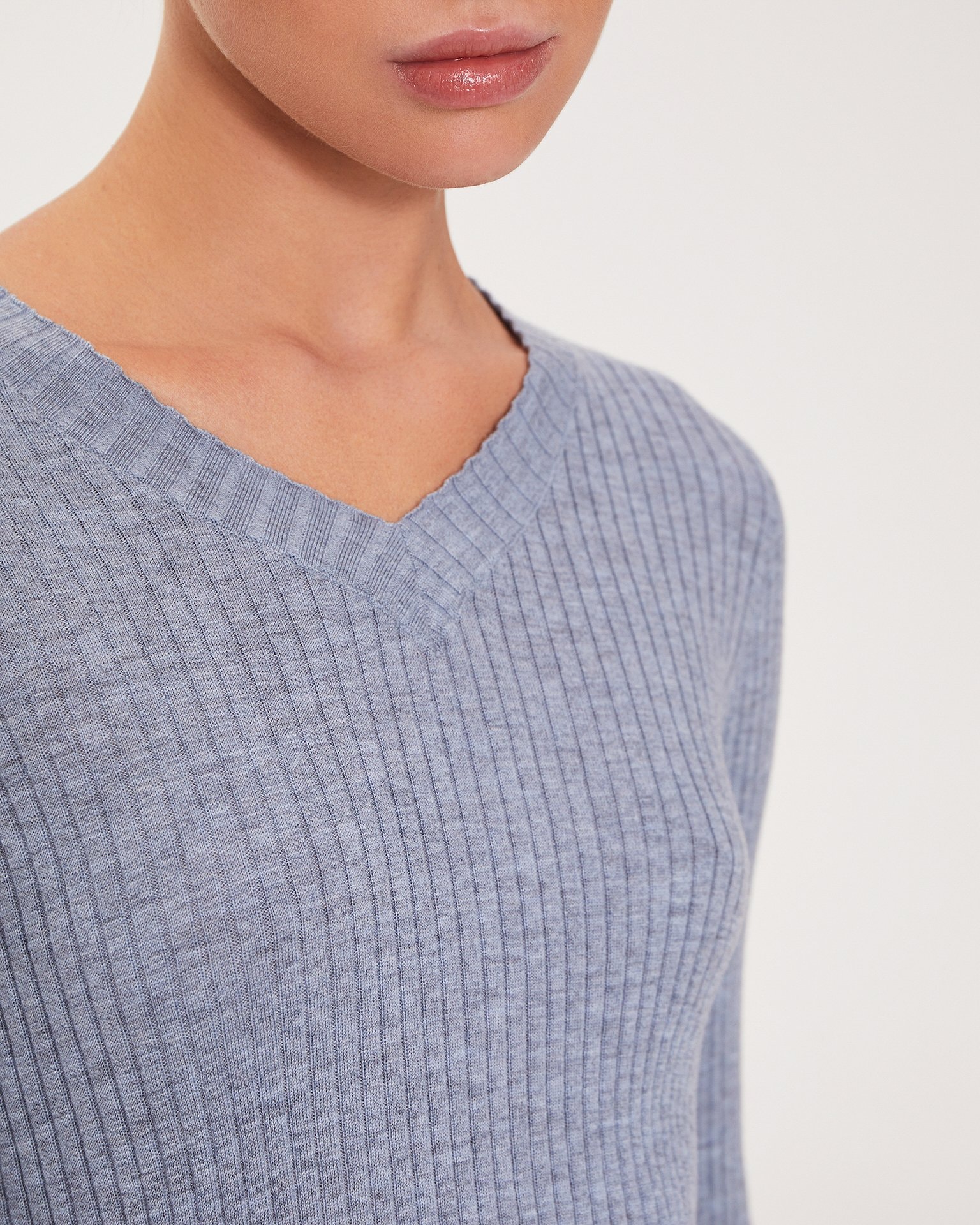 Turtleneck with a shaped neckline, Grey-Blue — photo 5