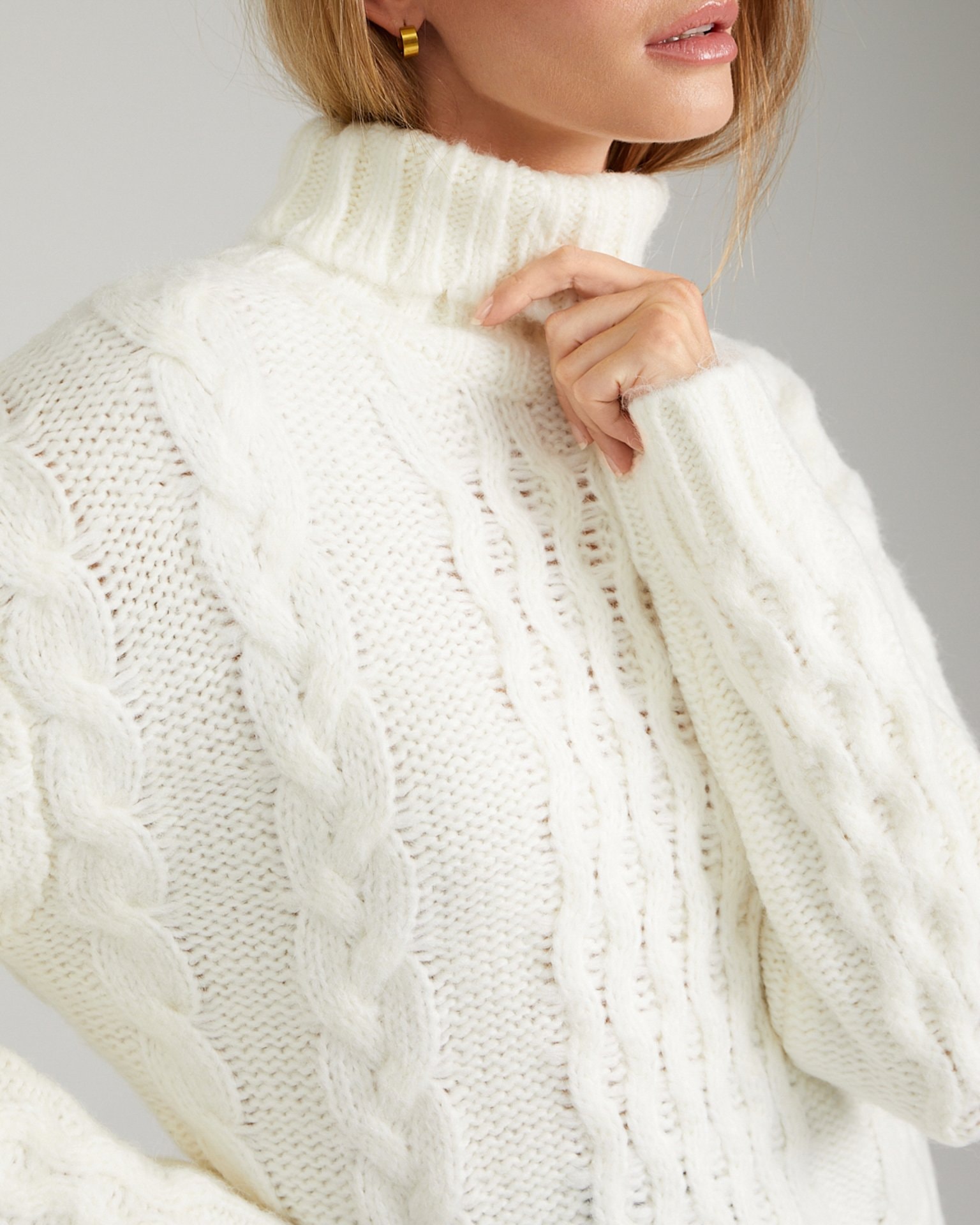 Cable-knit jumper, Milky — photo 12