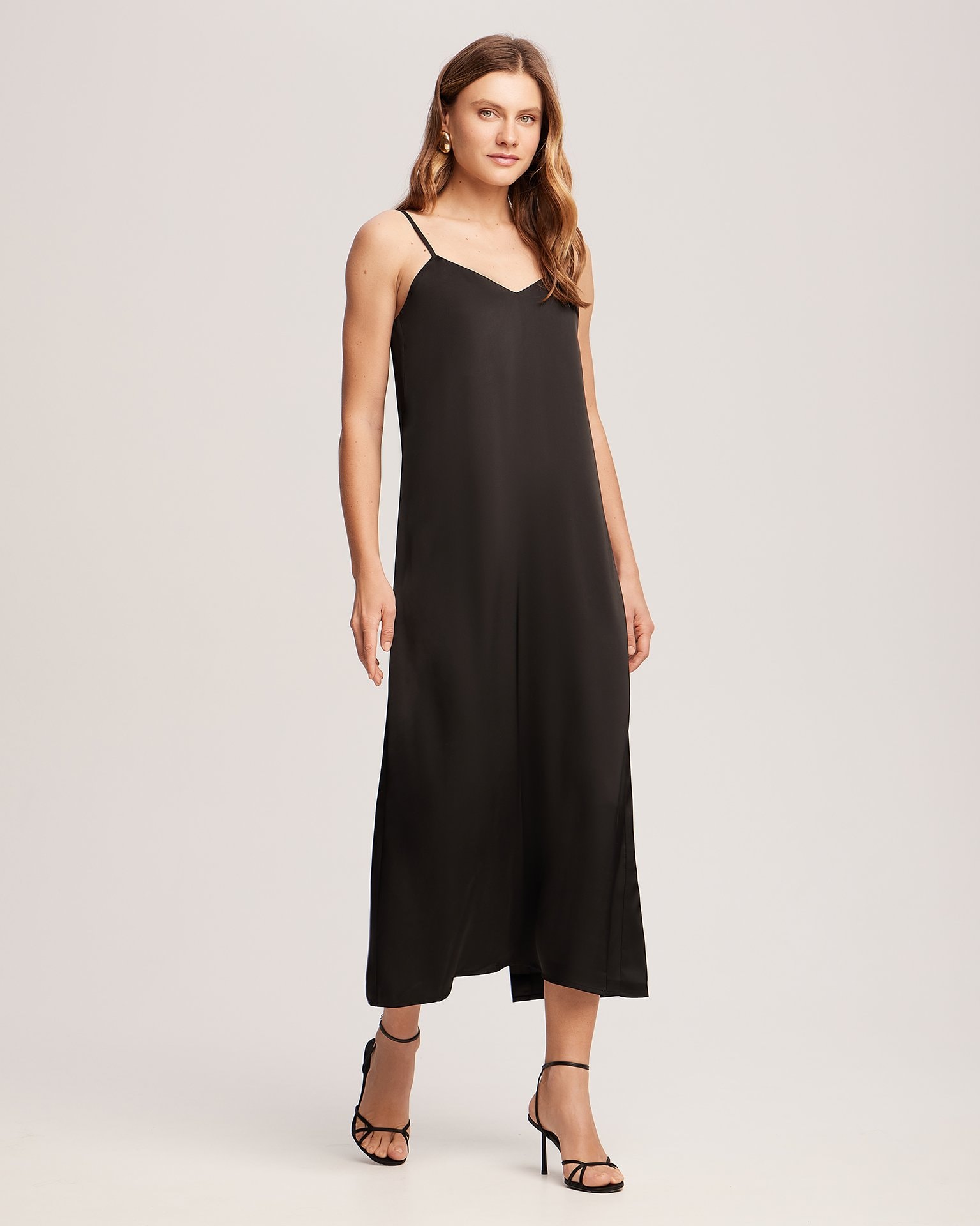 A black slip dress, Black