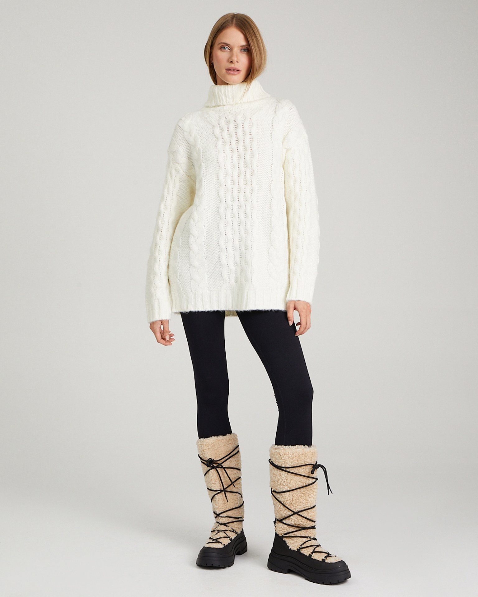 Cable-knit jumper, Milky — photo 2