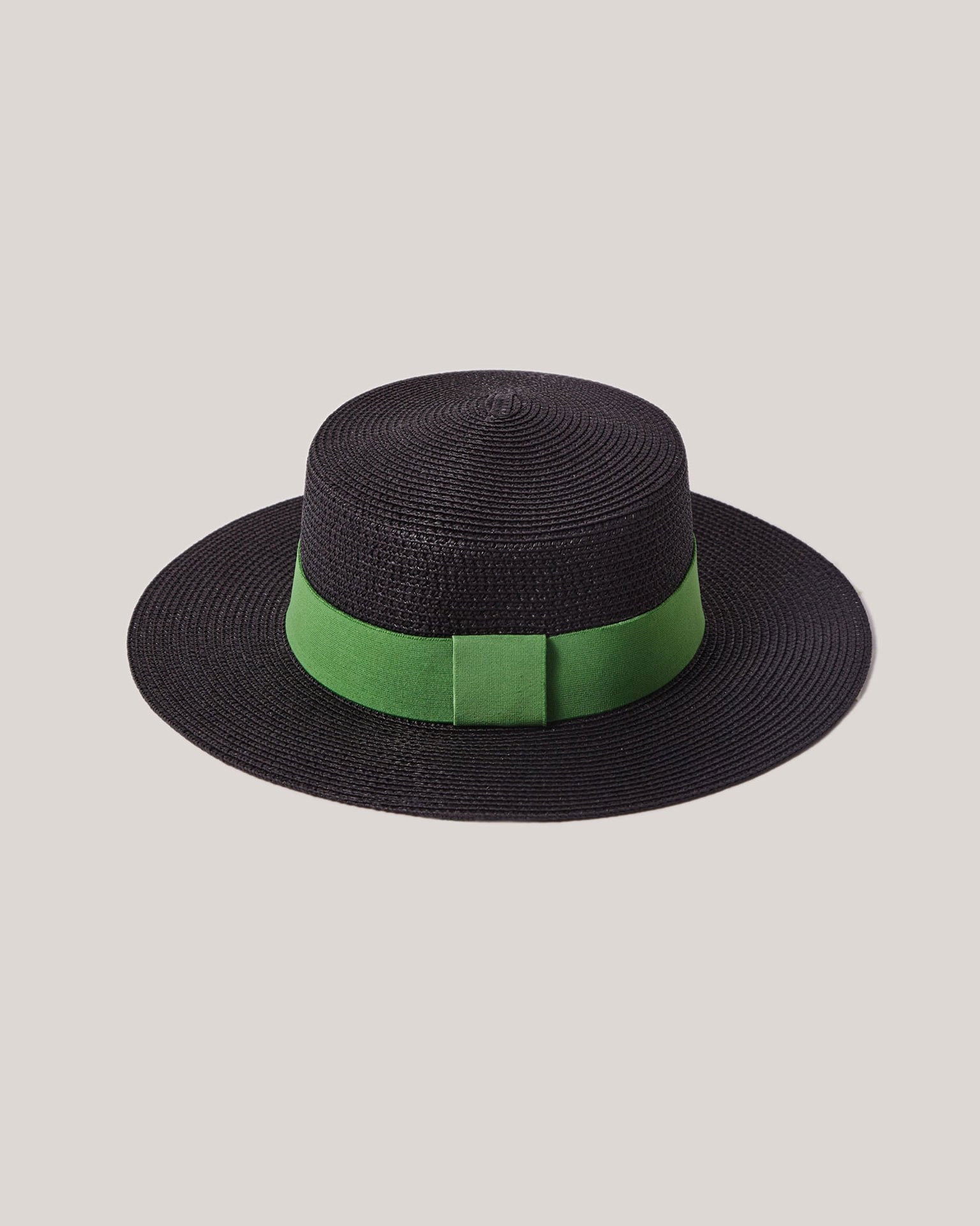 Woven black hat, Green