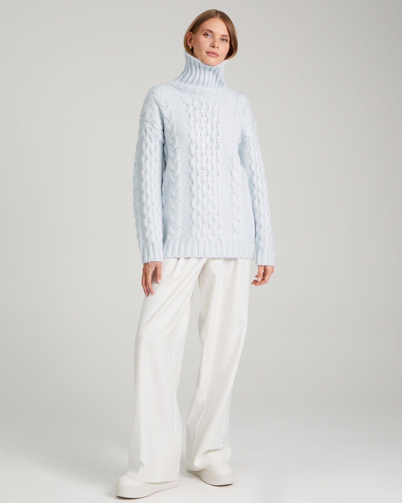 Cable-knit jumper, Light Blue — photo 2