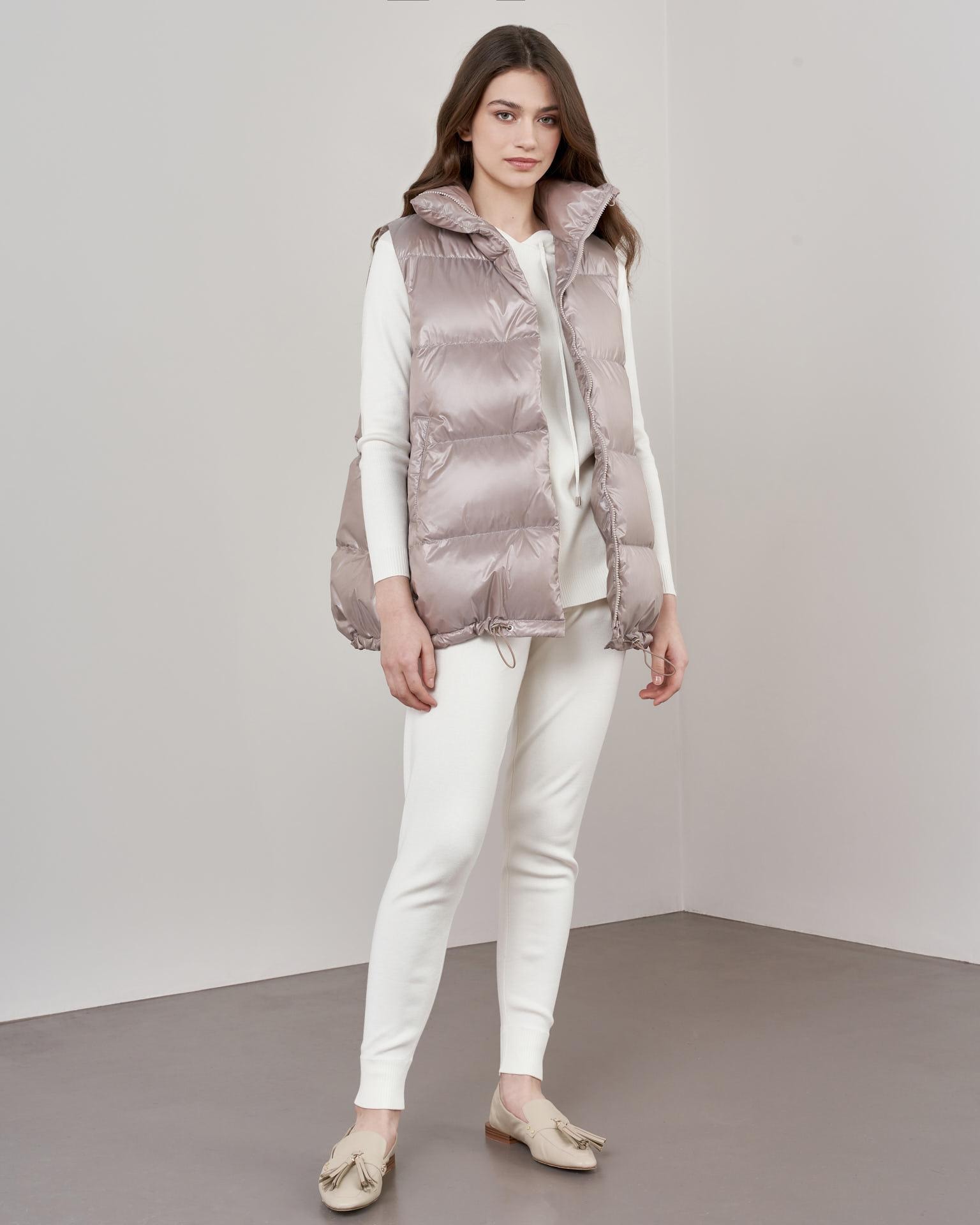 Waistcoat with a drawstring hem, Mink — photo 3