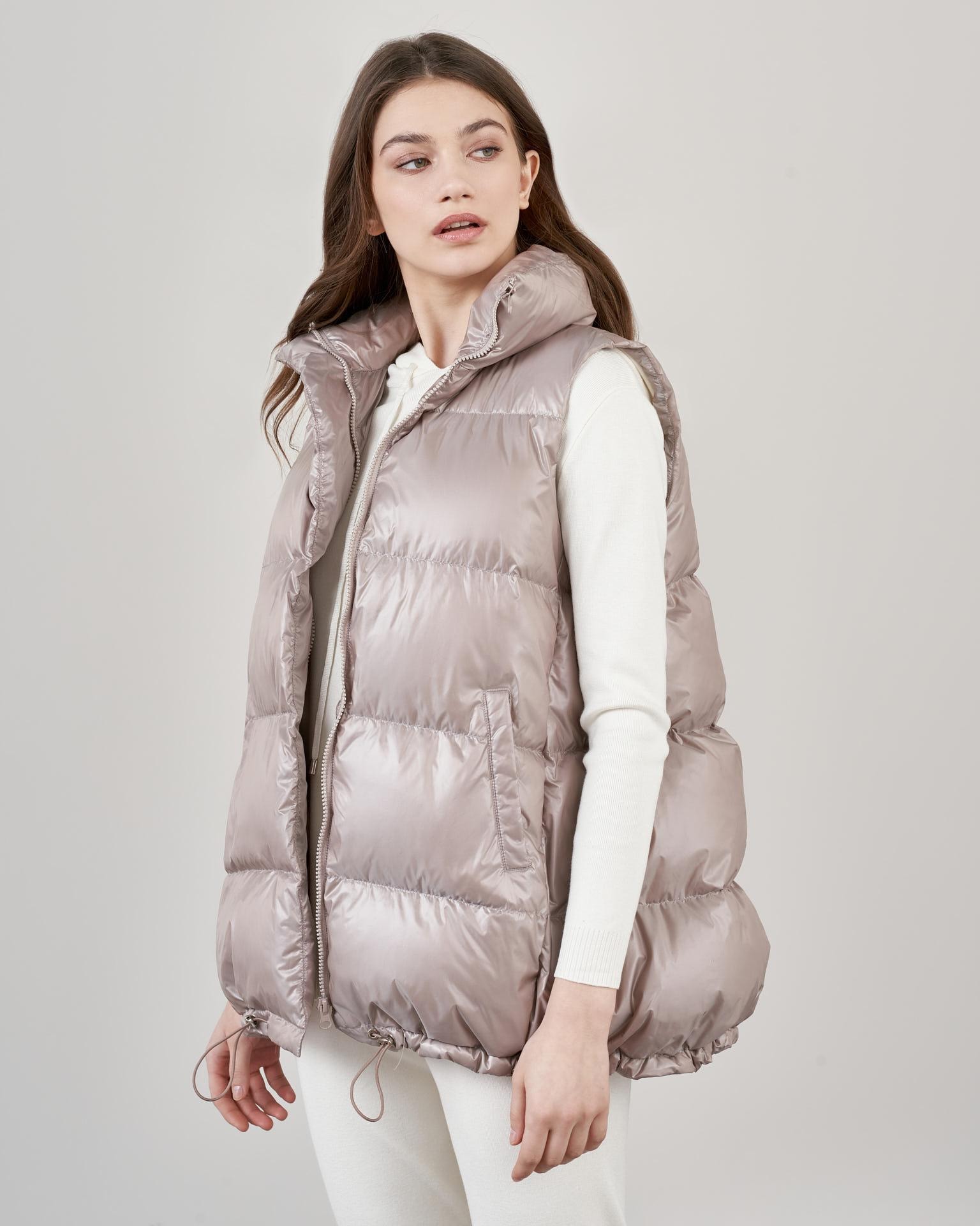 Waistcoat with a drawstring hem, Mink — photo 4