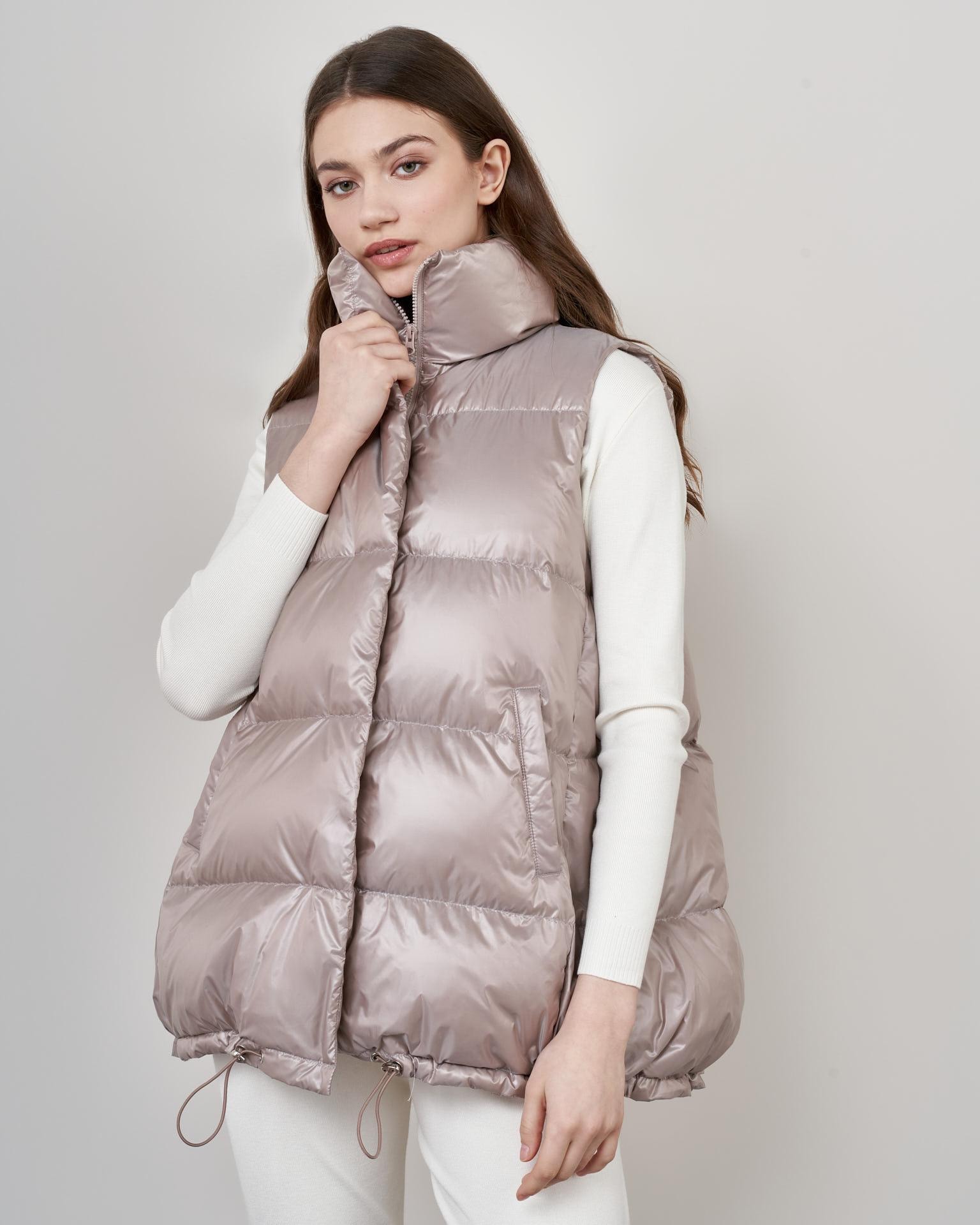 Waistcoat with a drawstring hem, Mink