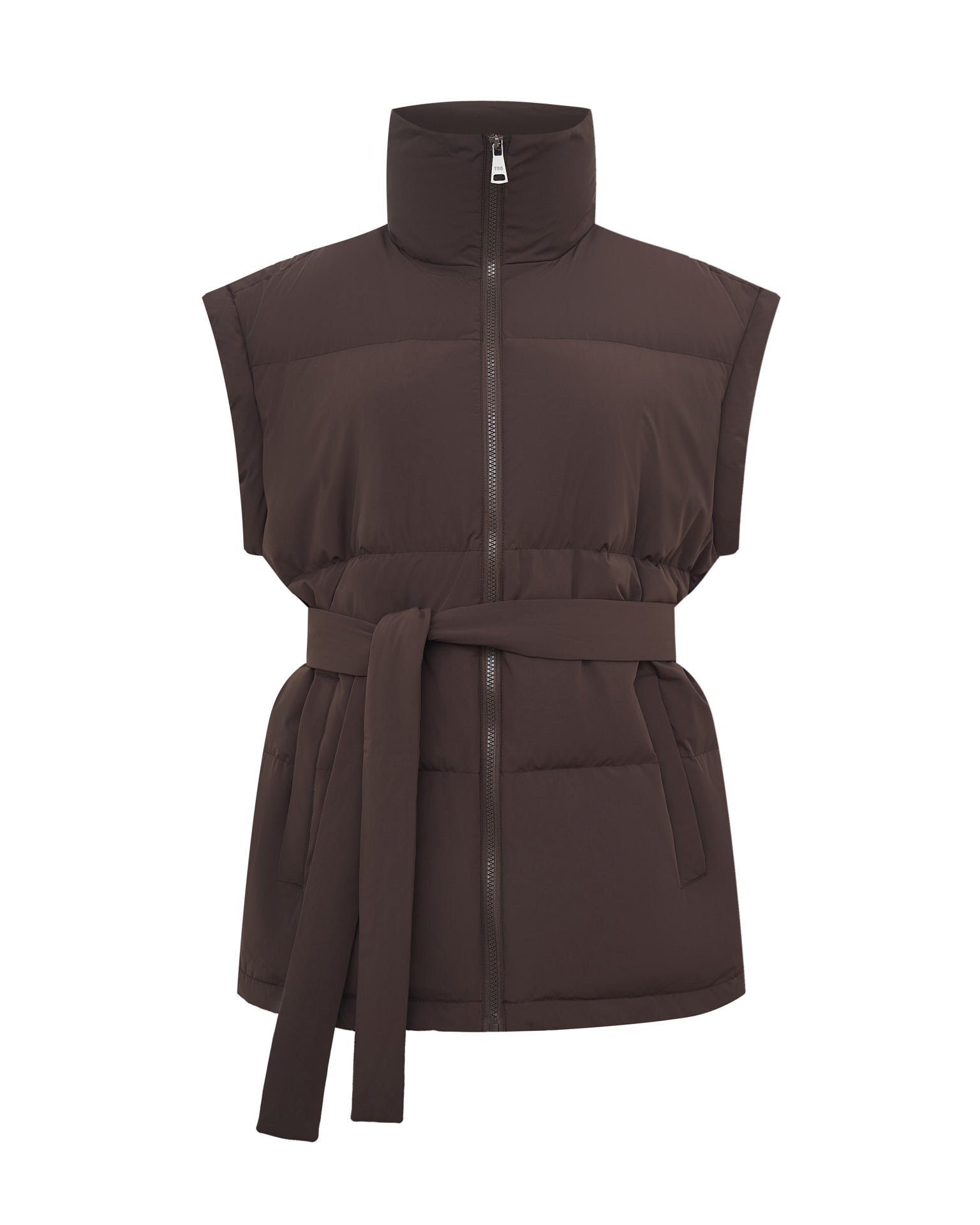Insulated gilet in chocolate brown, Brown — photo 2