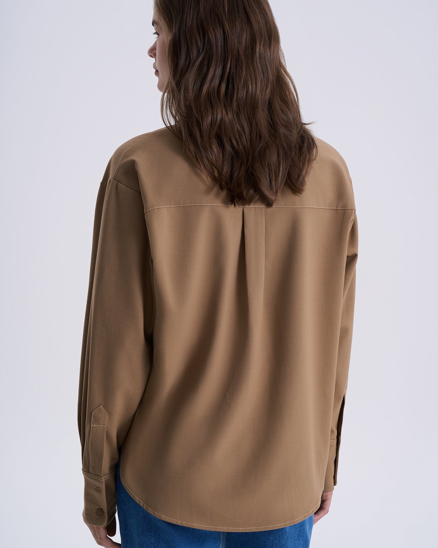 Shirt with hidden buttons, Dark Beige — photo 5