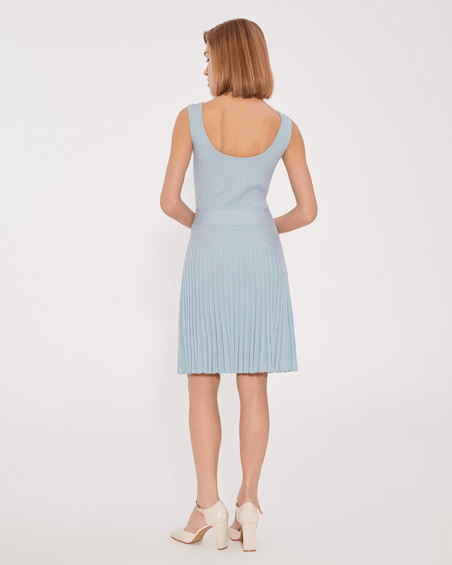 Dress with a pleated skirt, Blue — photo 3