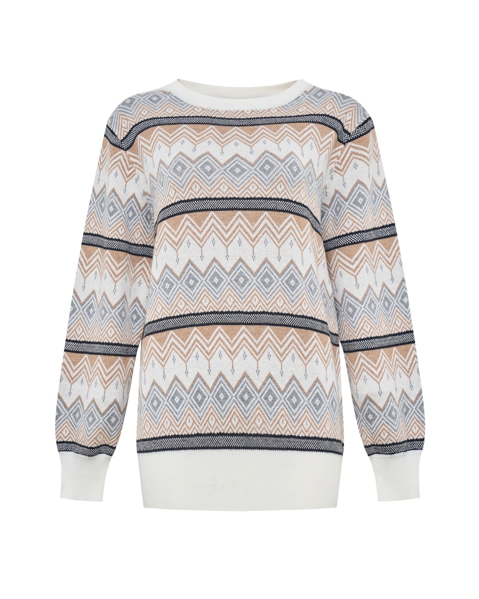 Jumper with geometric patterns, Brown — photo 12