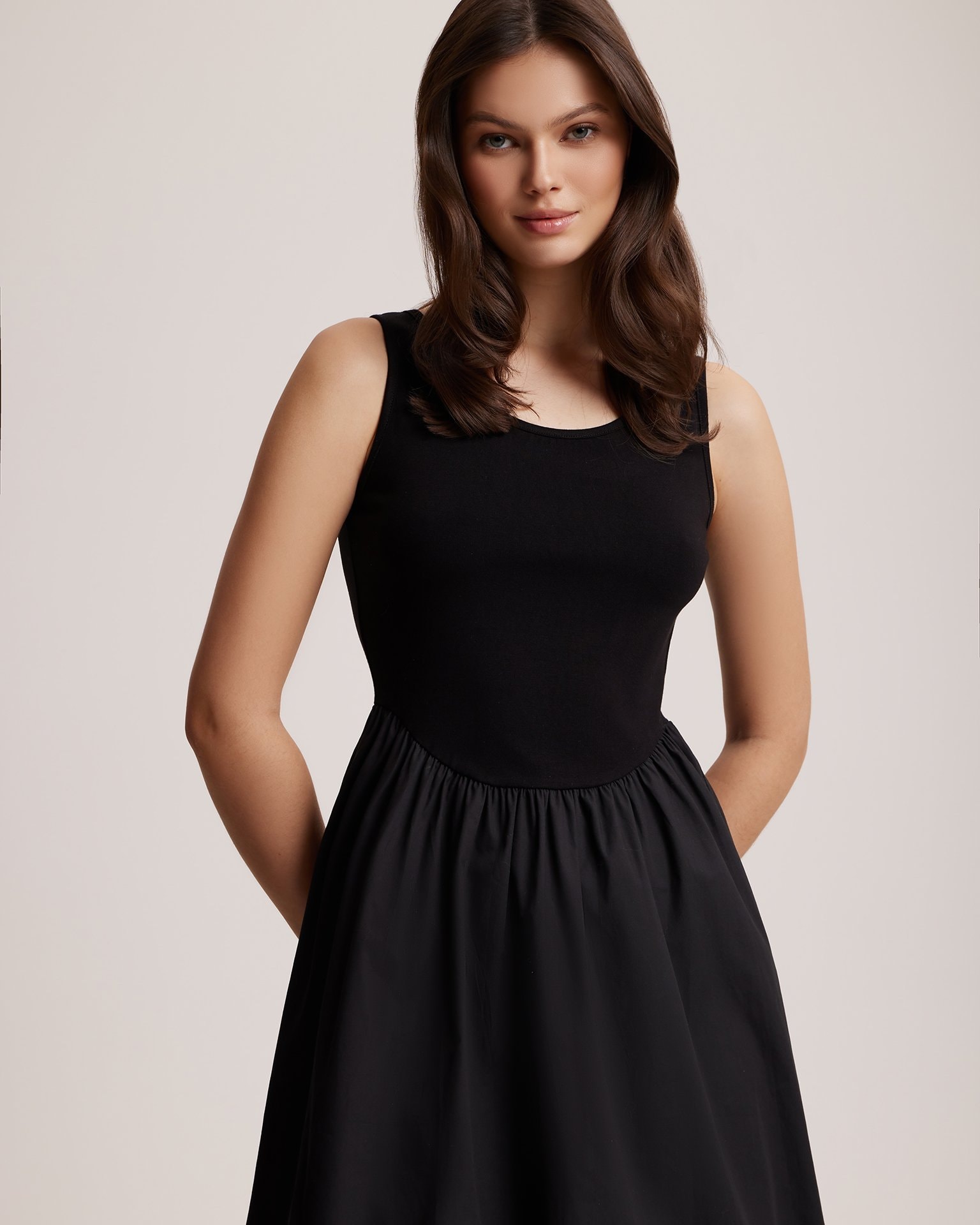 Black Pinafore Dress, Black — photo 5