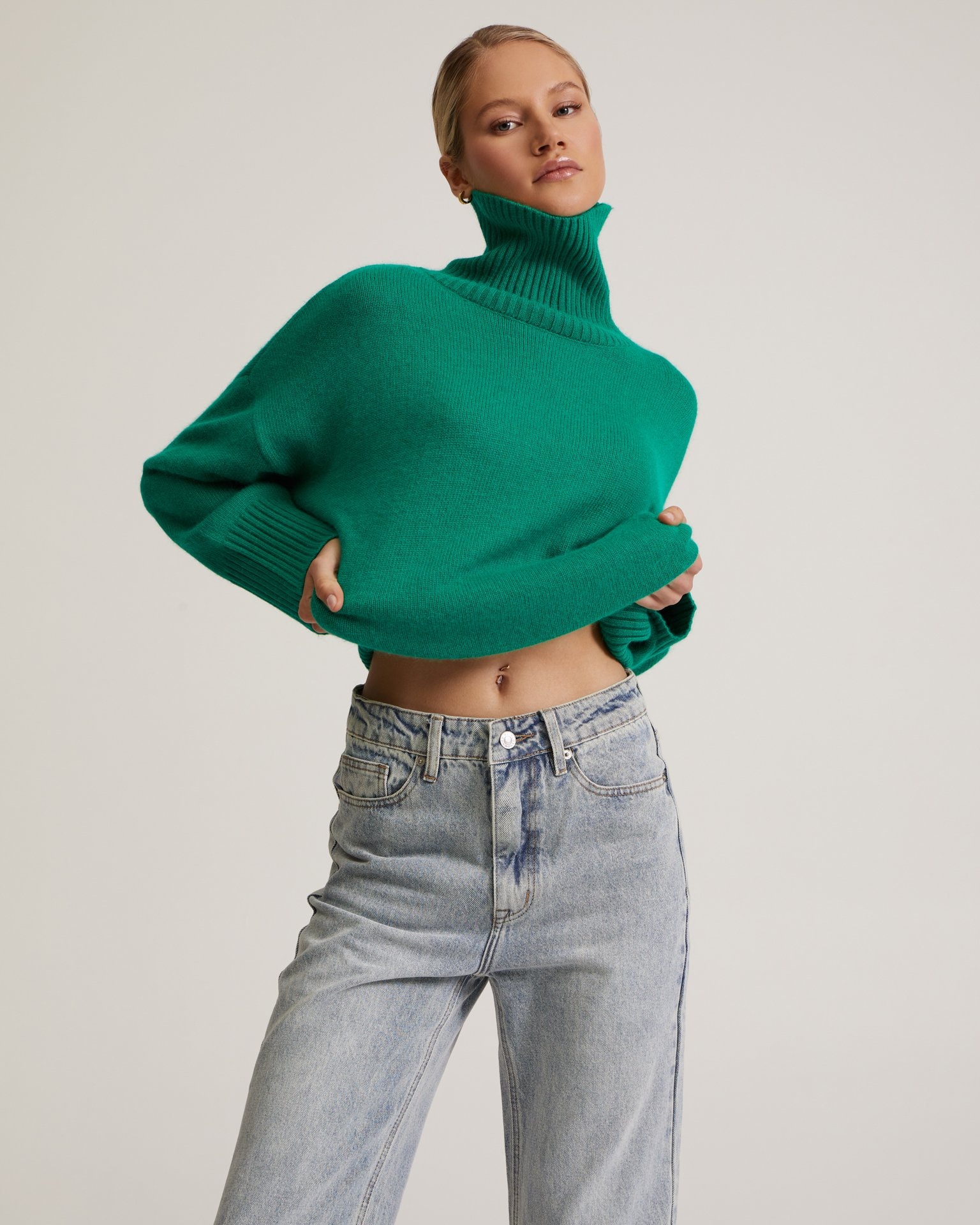 Green high-neck jumper, Green — photo 7