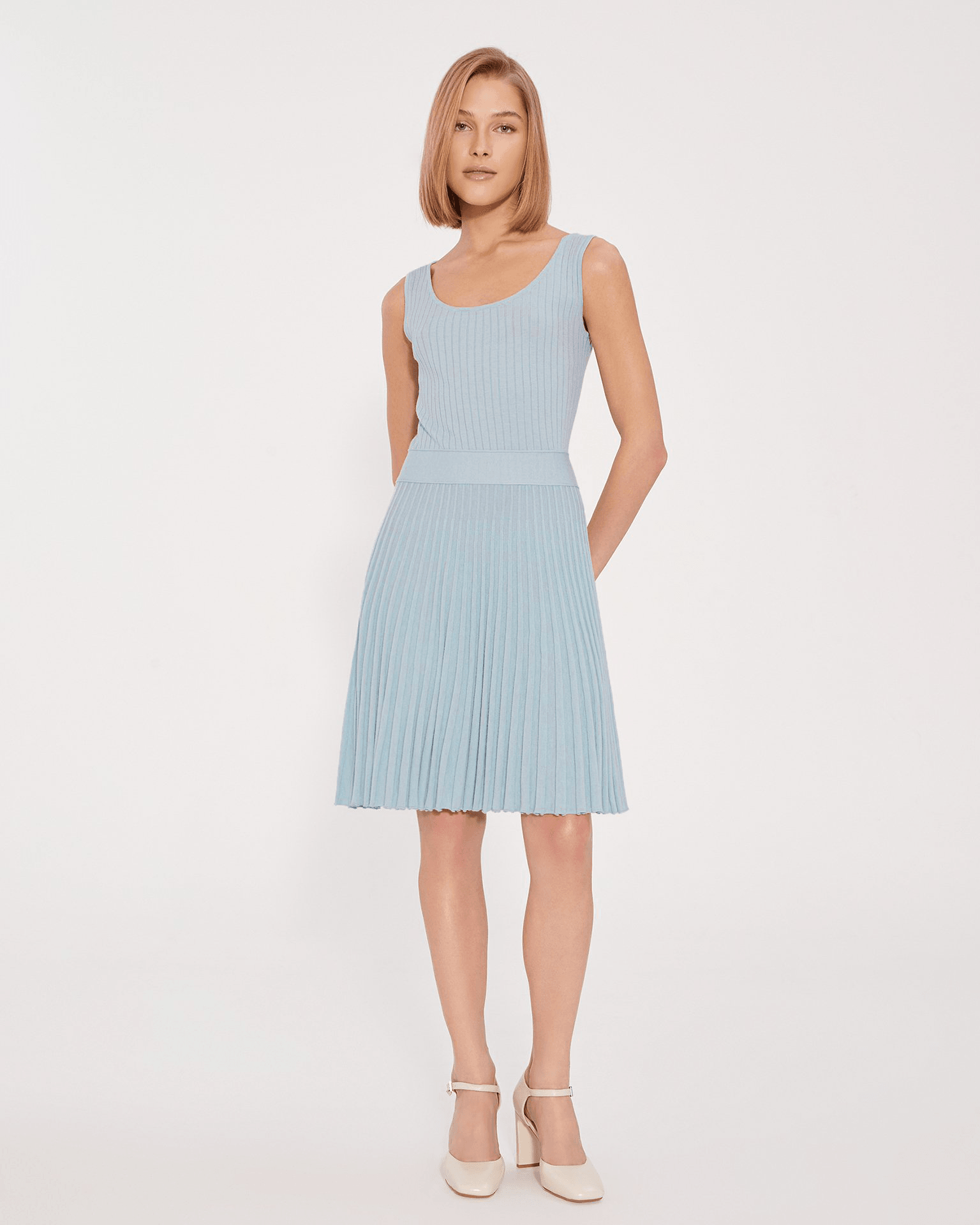 Dress with a pleated skirt, Blue — photo 2