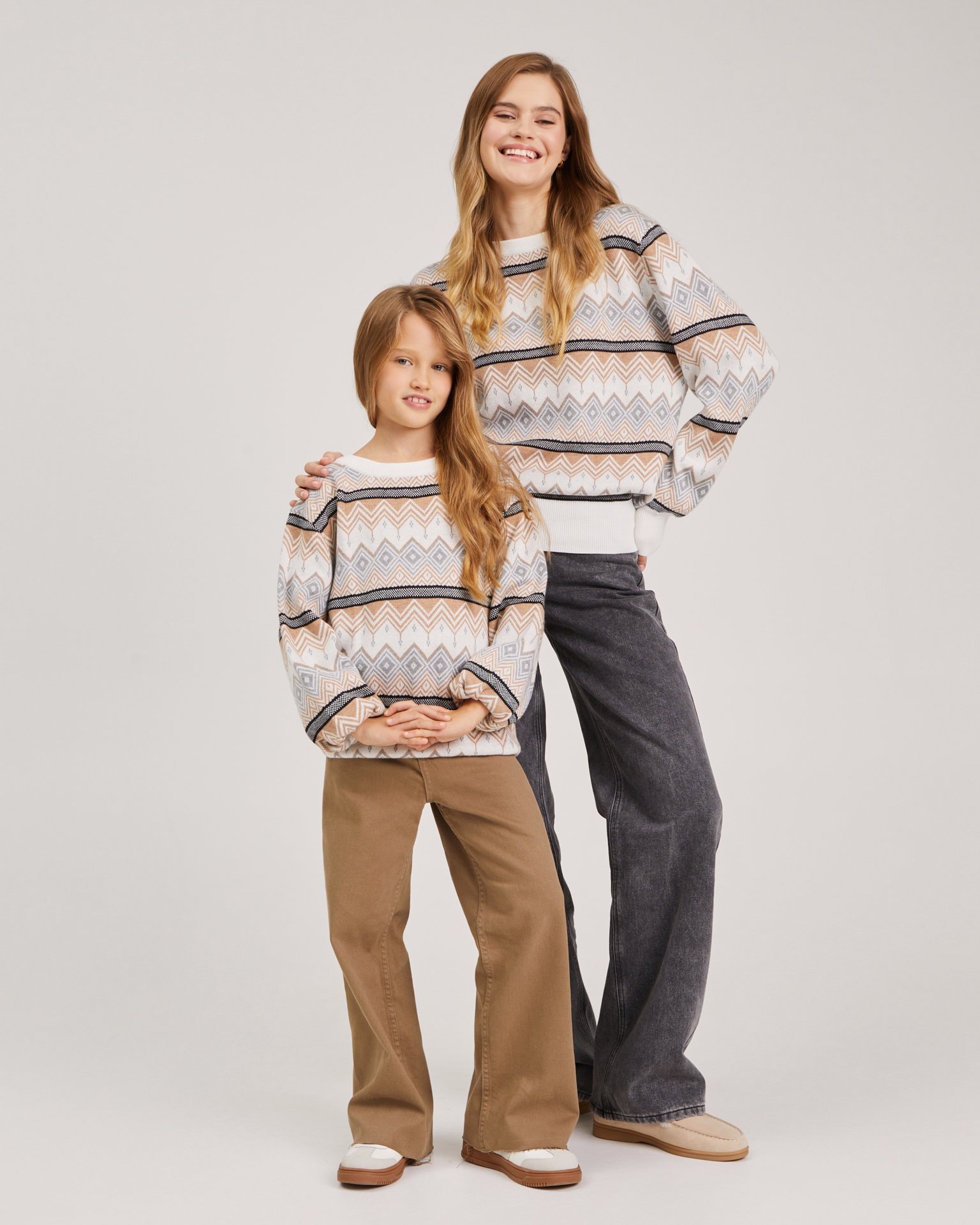 Jumper with geometric patterns, Brown — photo 8