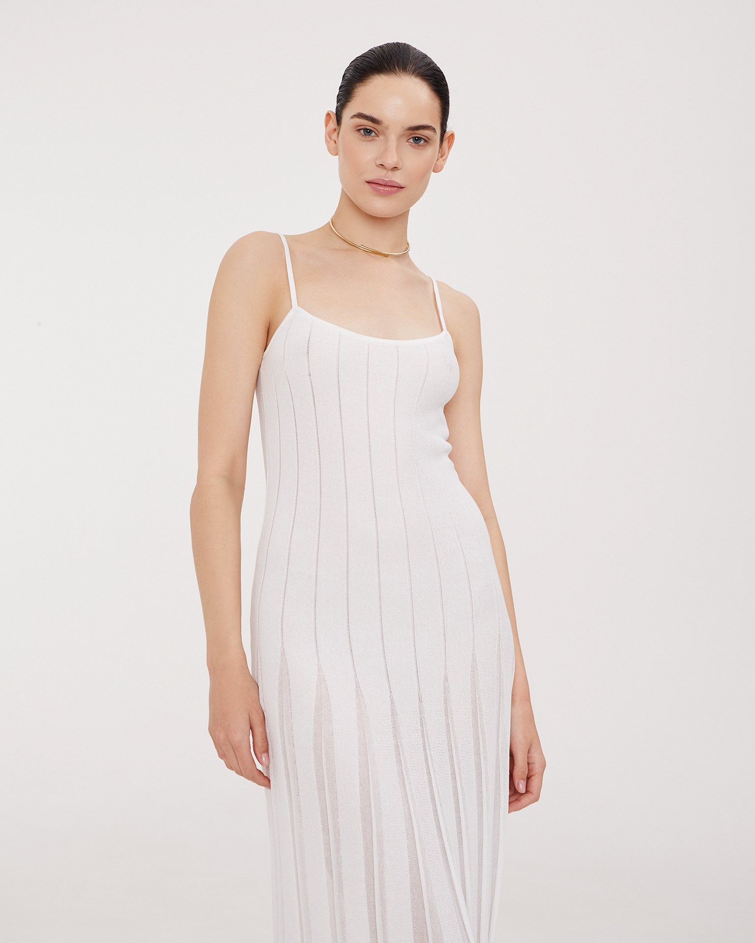 Spaghetti strap dress, White — photo 4