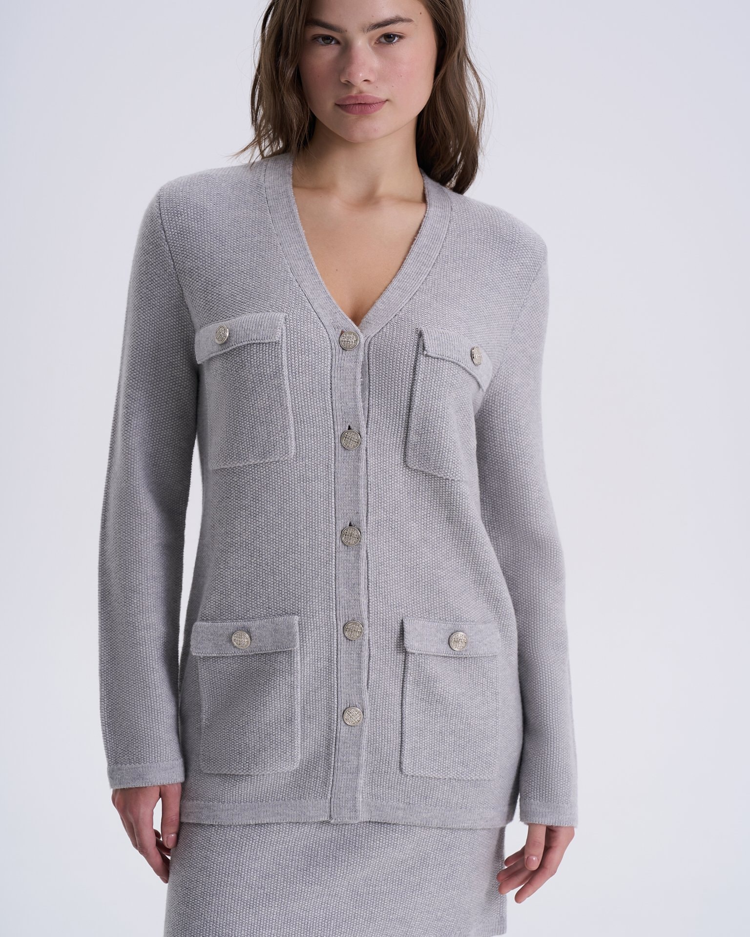 Cardigan with oversized pockets, Grey
