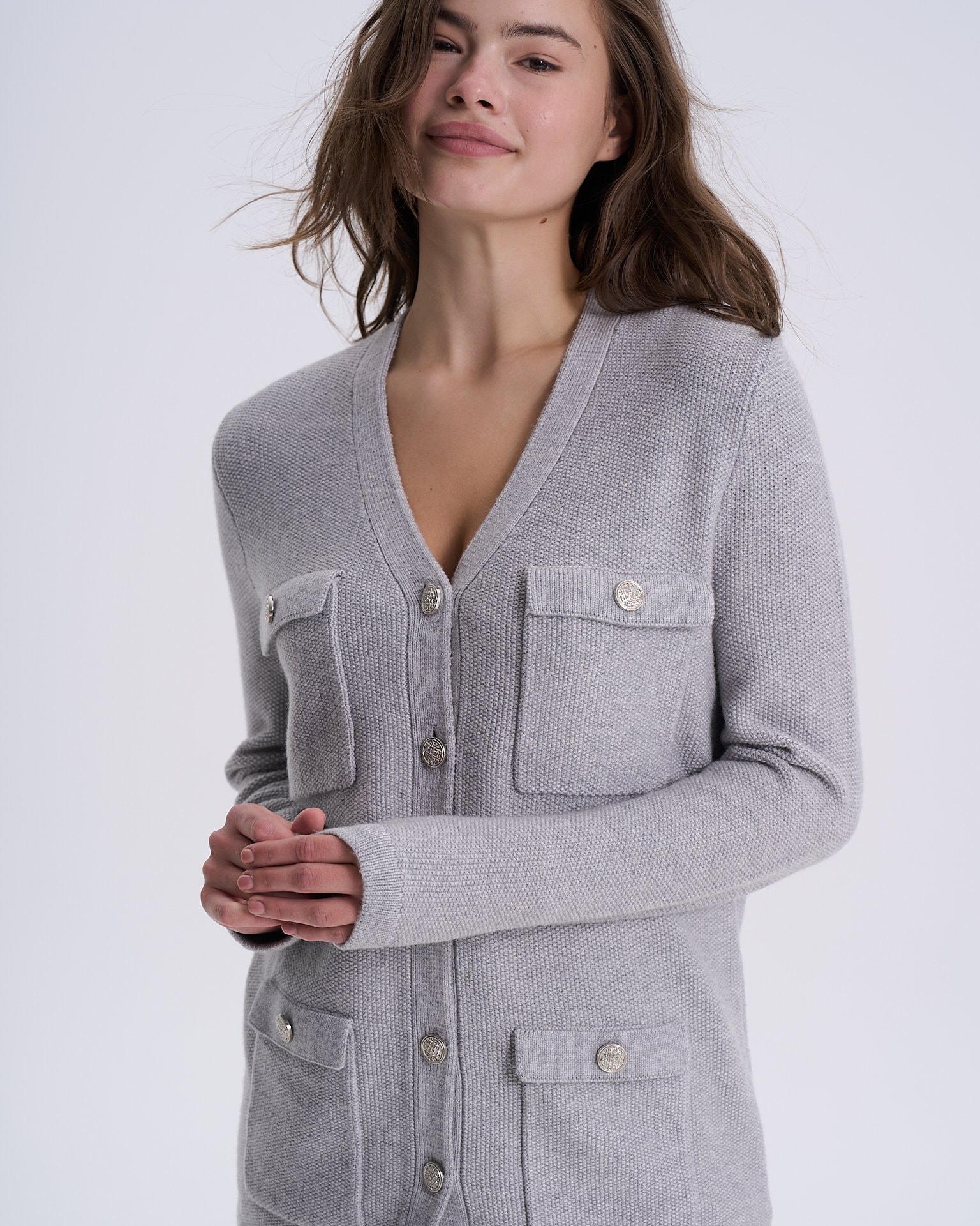 Cardigan with oversized pockets, Grey — photo 8