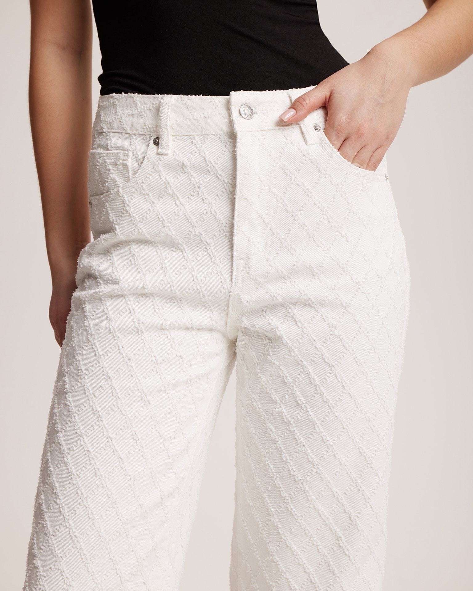 Textured jeans, white — photo 5
