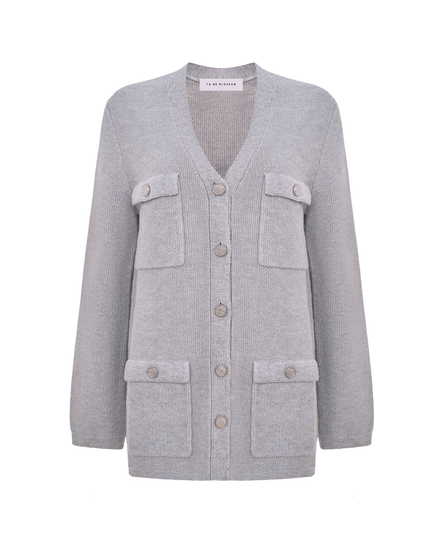 Cardigan with oversized pockets, Grey — photo 2
