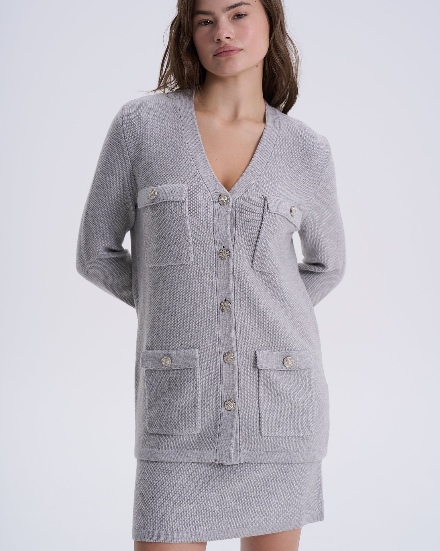 Cardigan with oversized pockets, Grey — photo 6