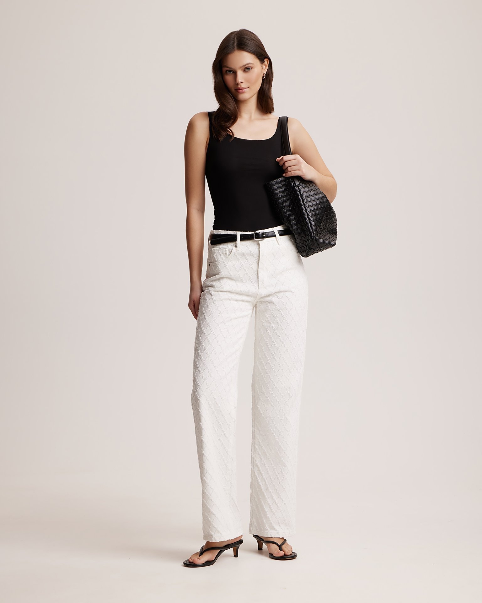 Textured jeans, white