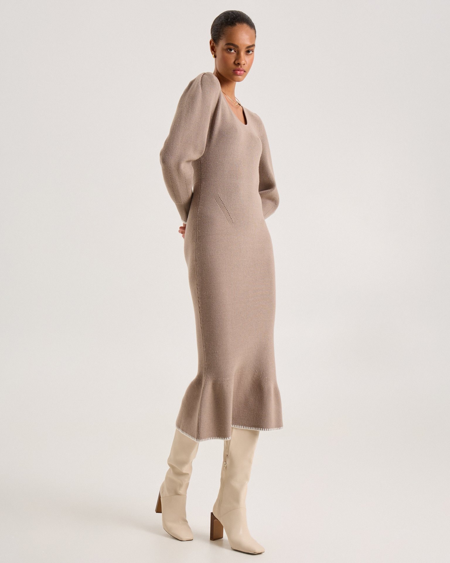 Mermaid dress, Beige — photo 5