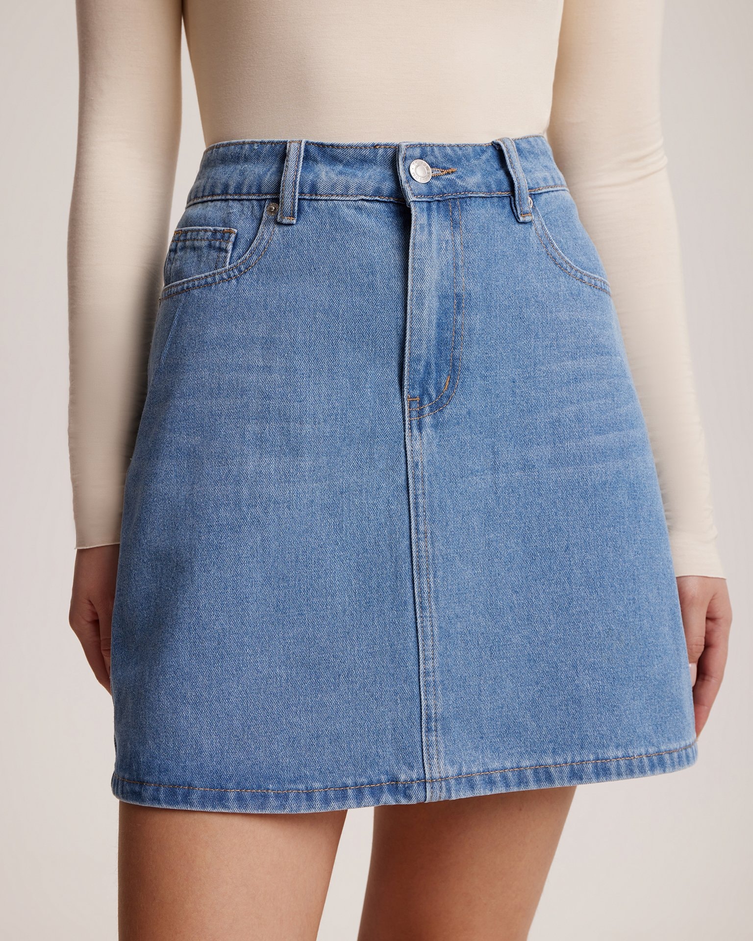 Denim mini skirt, Dark Blue — photo 6