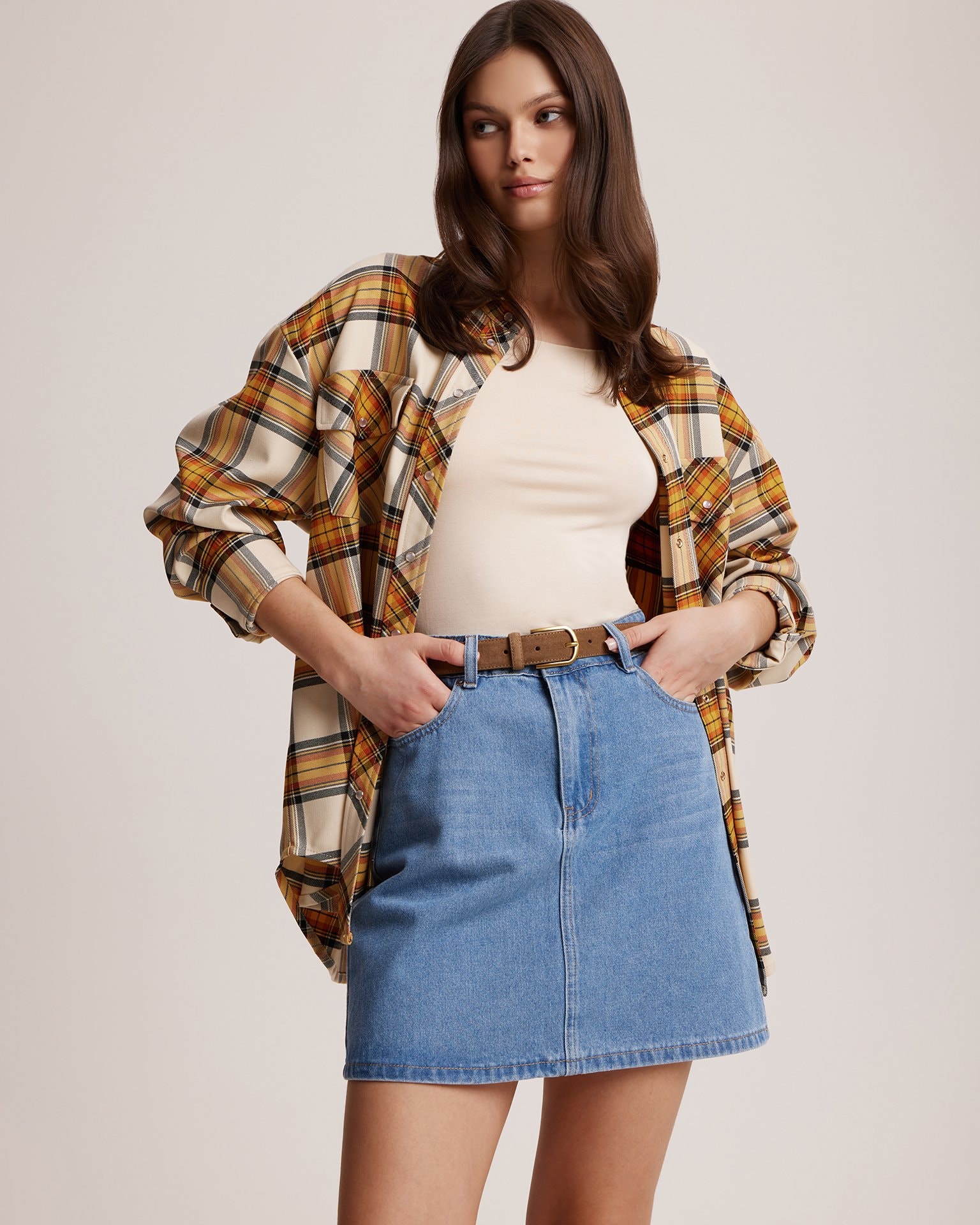 Denim mini skirt, Dark Blue — photo 4
