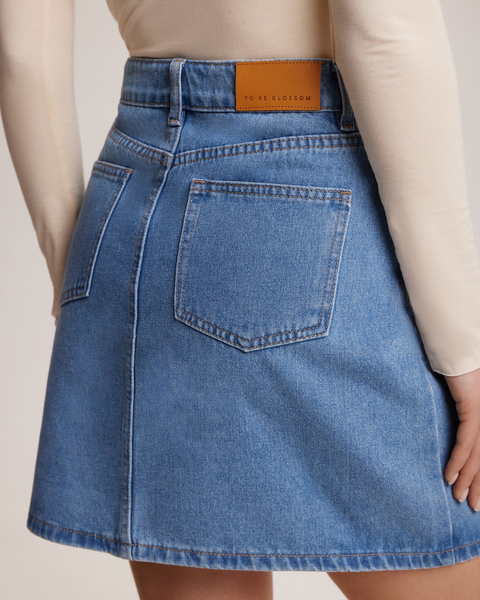 Denim mini skirt, Dark Blue — photo 7