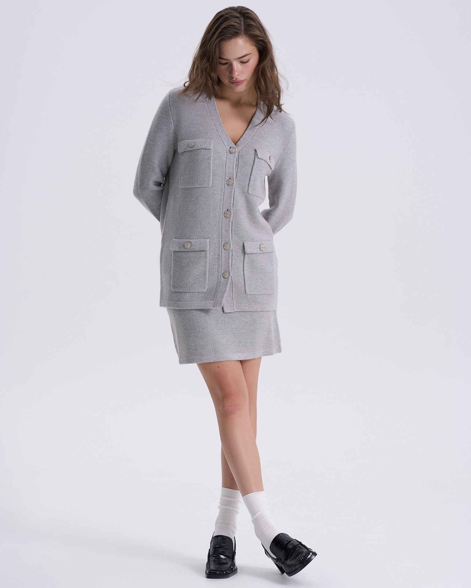 Straight knitted skirt, Grey — photo 3