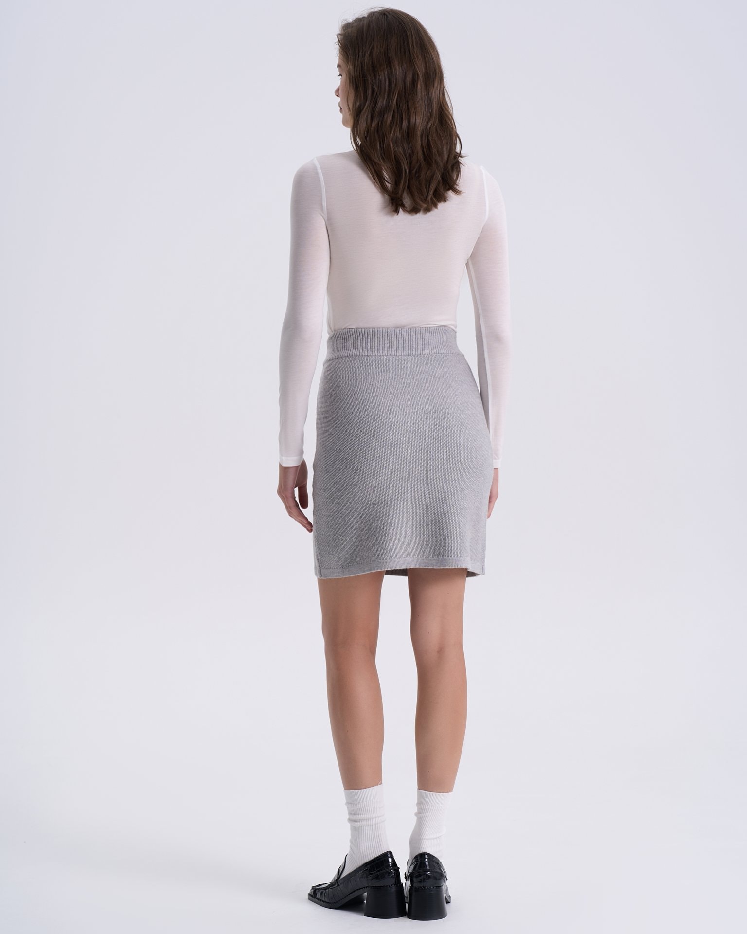 Straight knitted skirt, Grey — photo 4