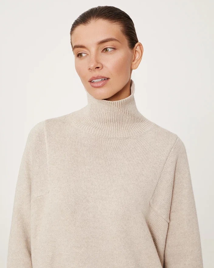 Beige high-neck jumper, Beige — photo 4