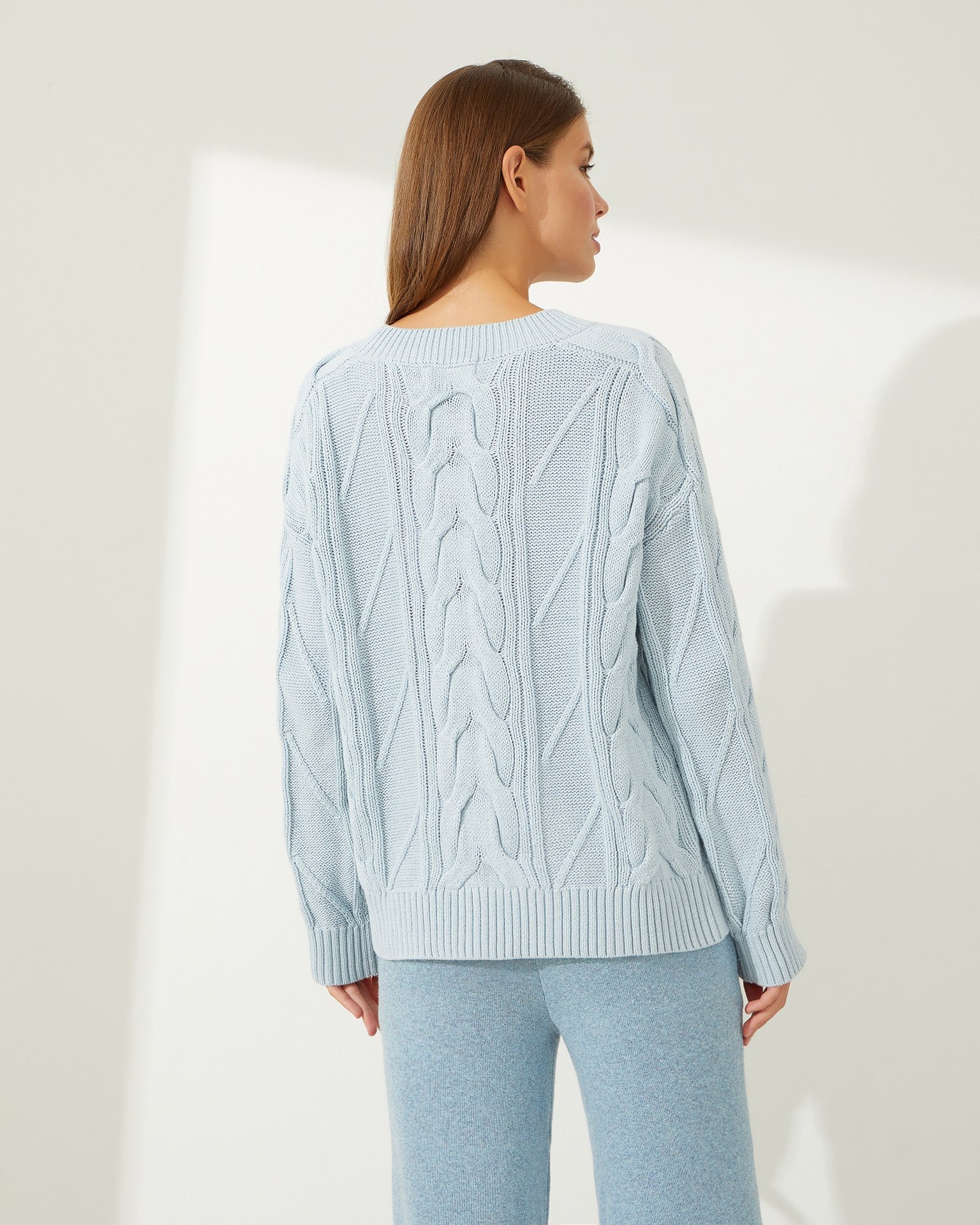 Cable Knit Jumper, Blue — photo 3