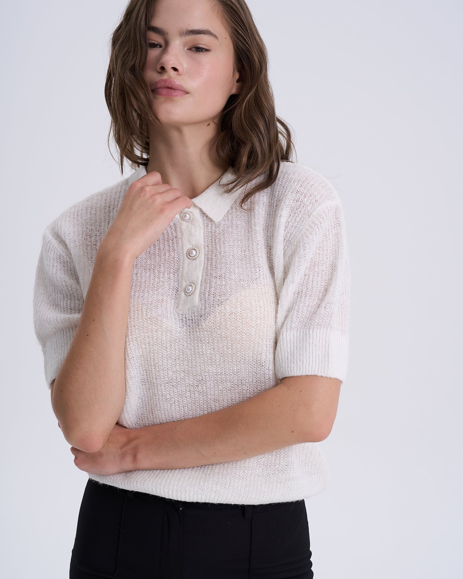Polo jumper, White