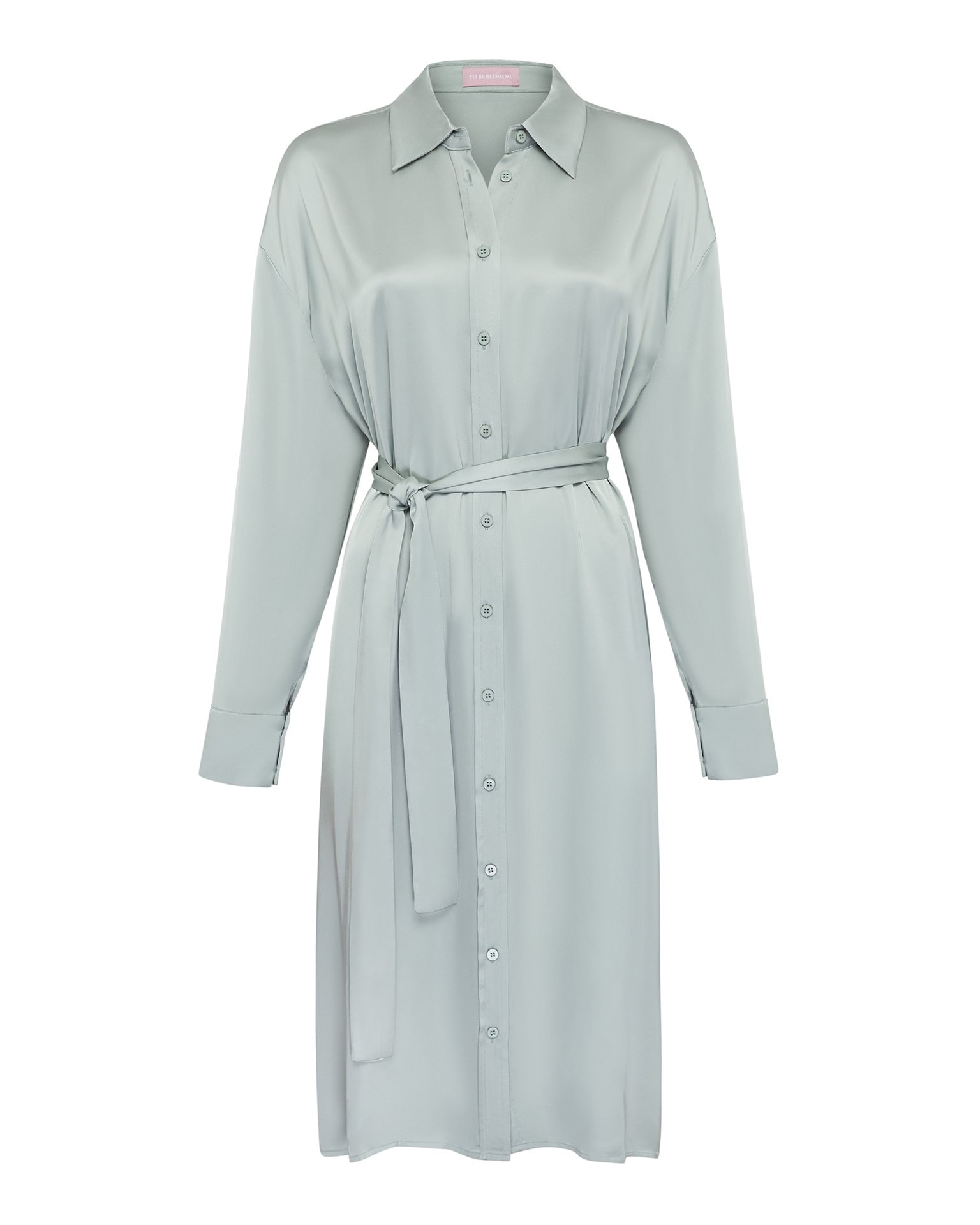 Satin shirt dress, Mint — photo 7