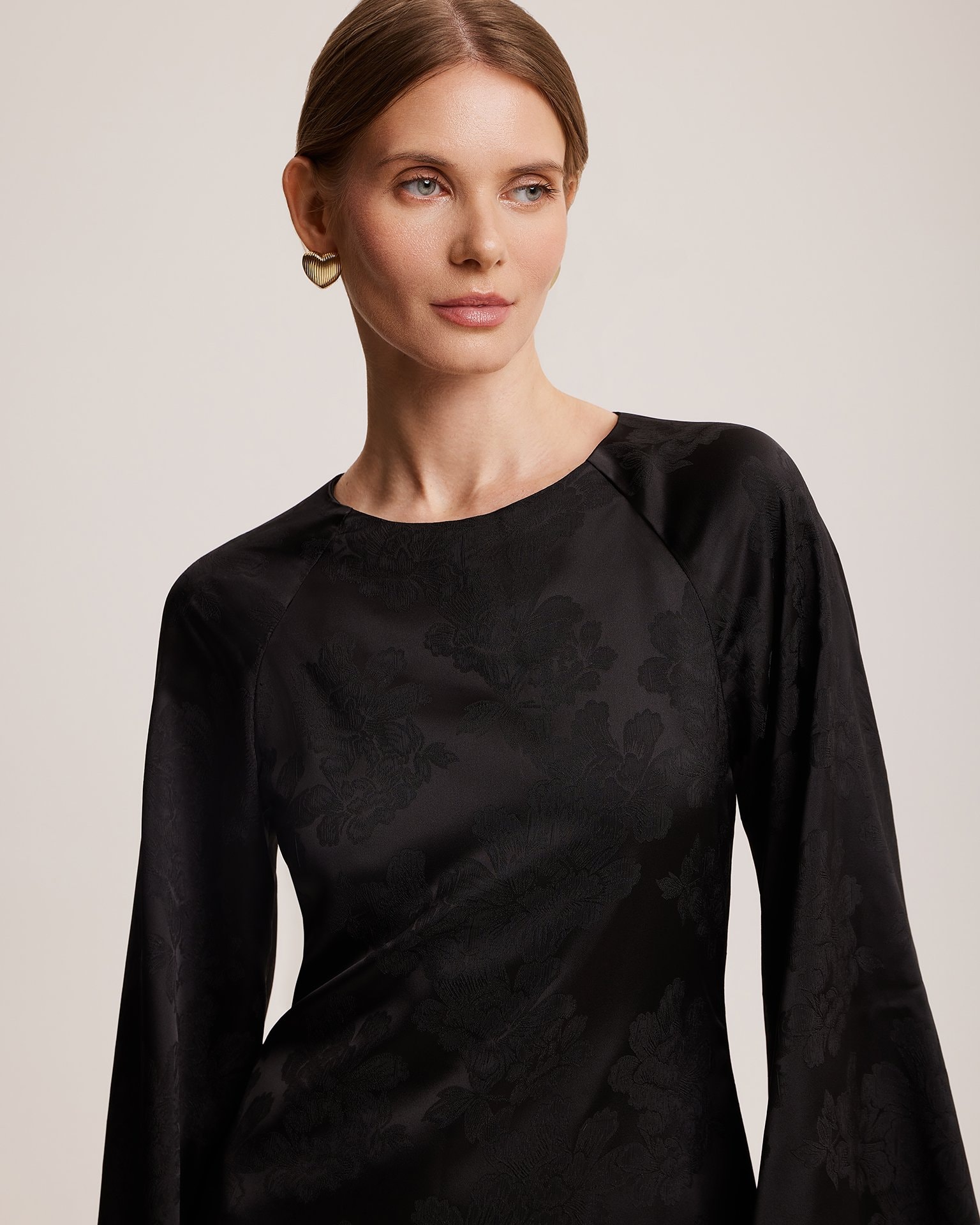 Dress with voluminous sleeves, Black — photo 4