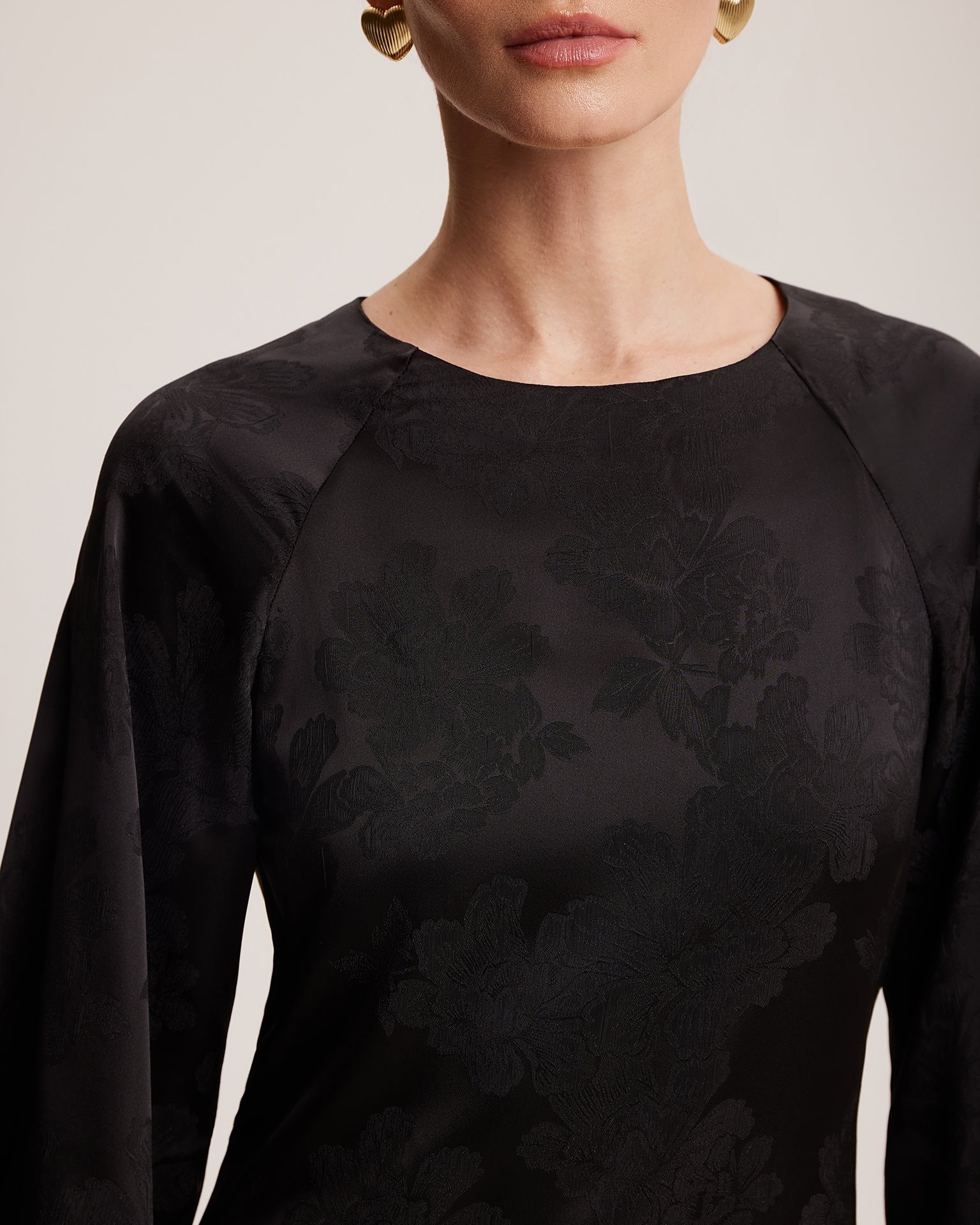 Dress with voluminous sleeves, Black — photo 6