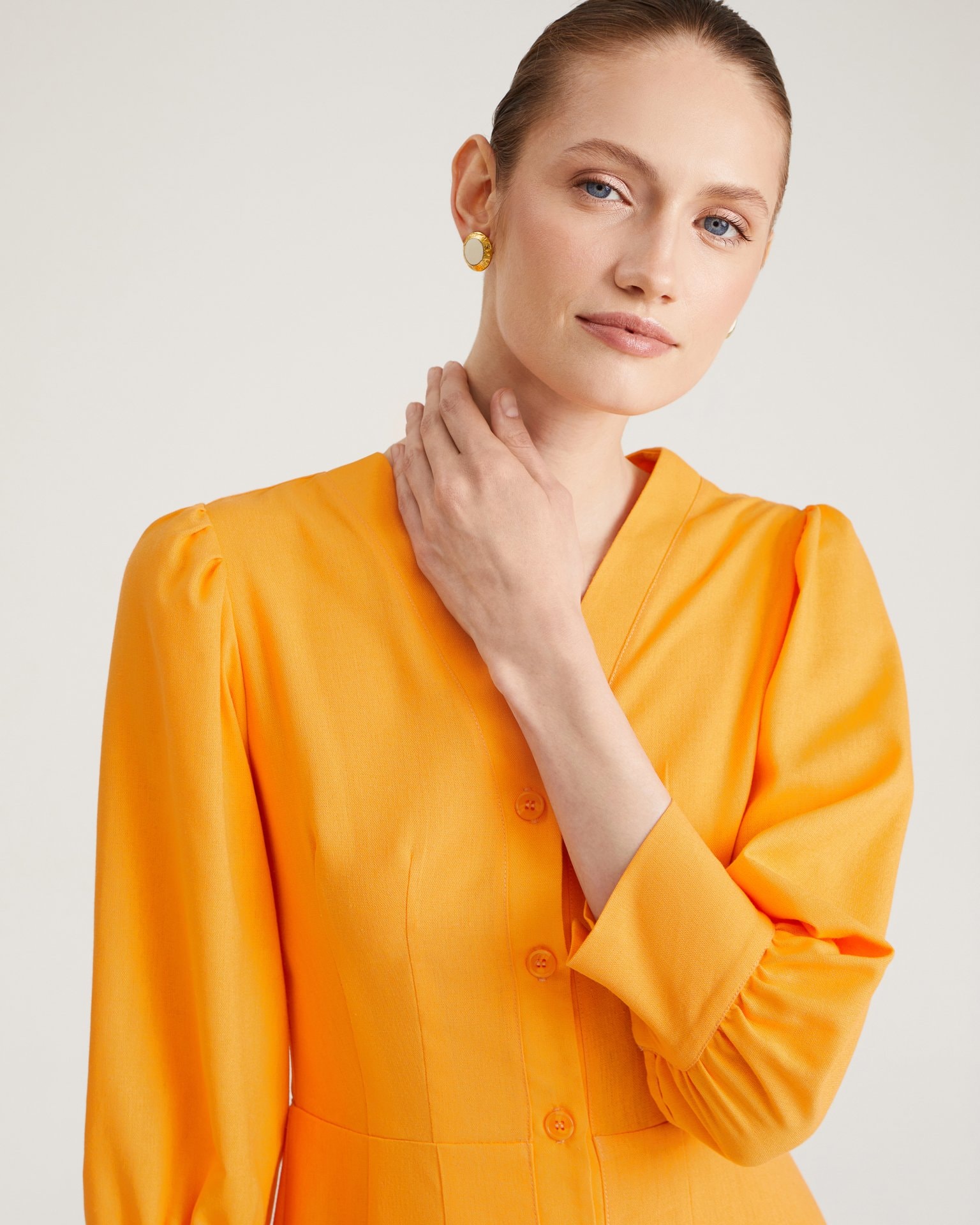 Fitted midi dress, Orange — photo 6